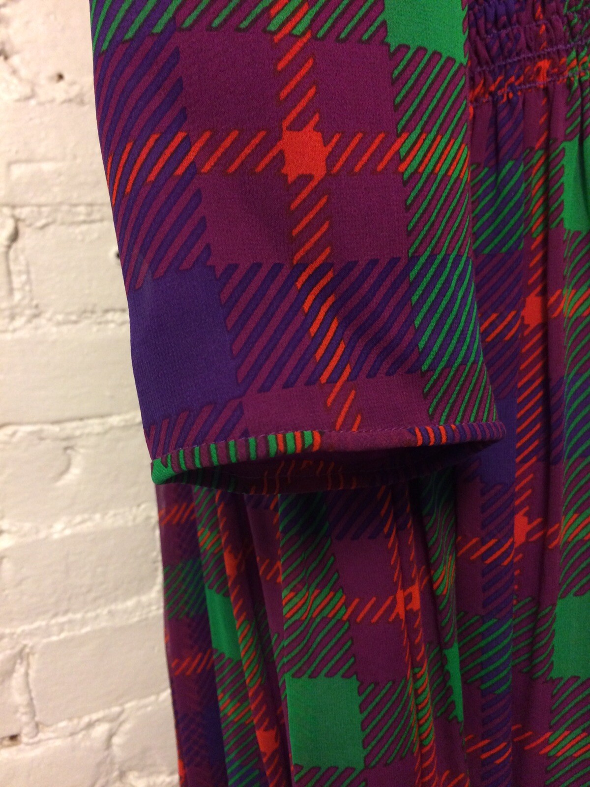 William Pearson Vtg 80s Silk Blouson Dress Pink Plaid 10-12 Secretary Office