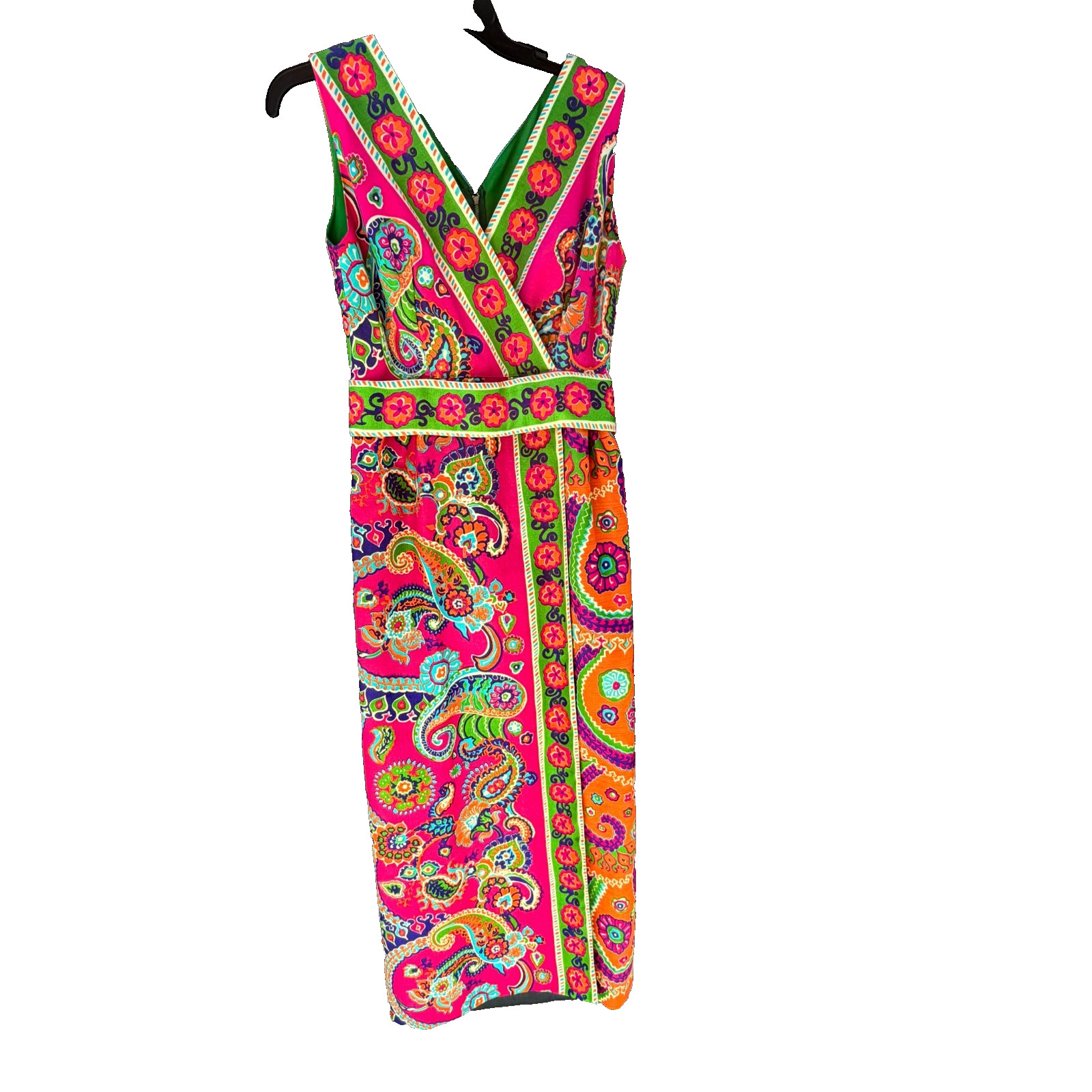 Vtg 60s 70s Maxi Dress Psychedelic Sleeveless Mod Boho Hippie