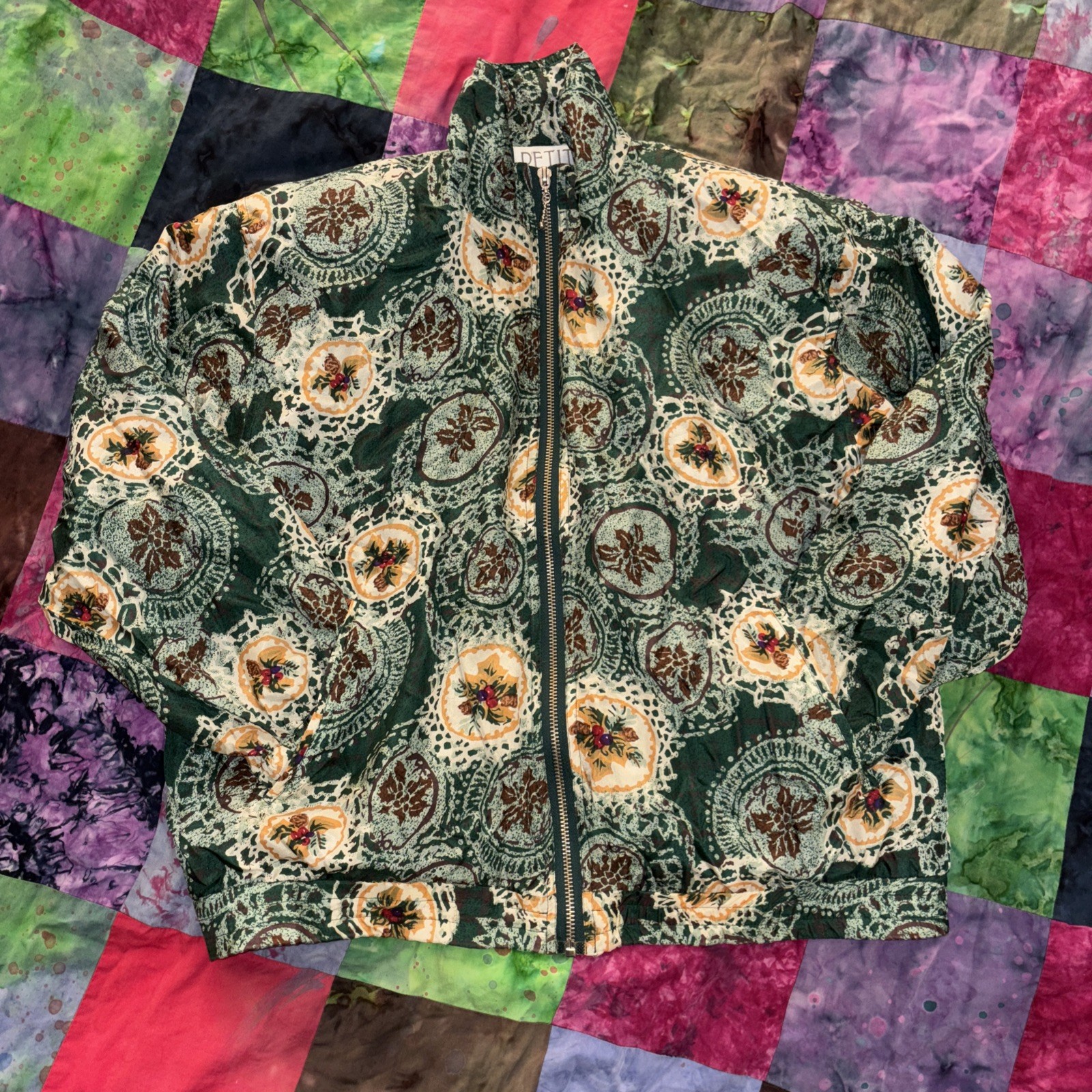 Petite Sophisticate Womens Jacket P Green Holly Full Zip Silk Lined