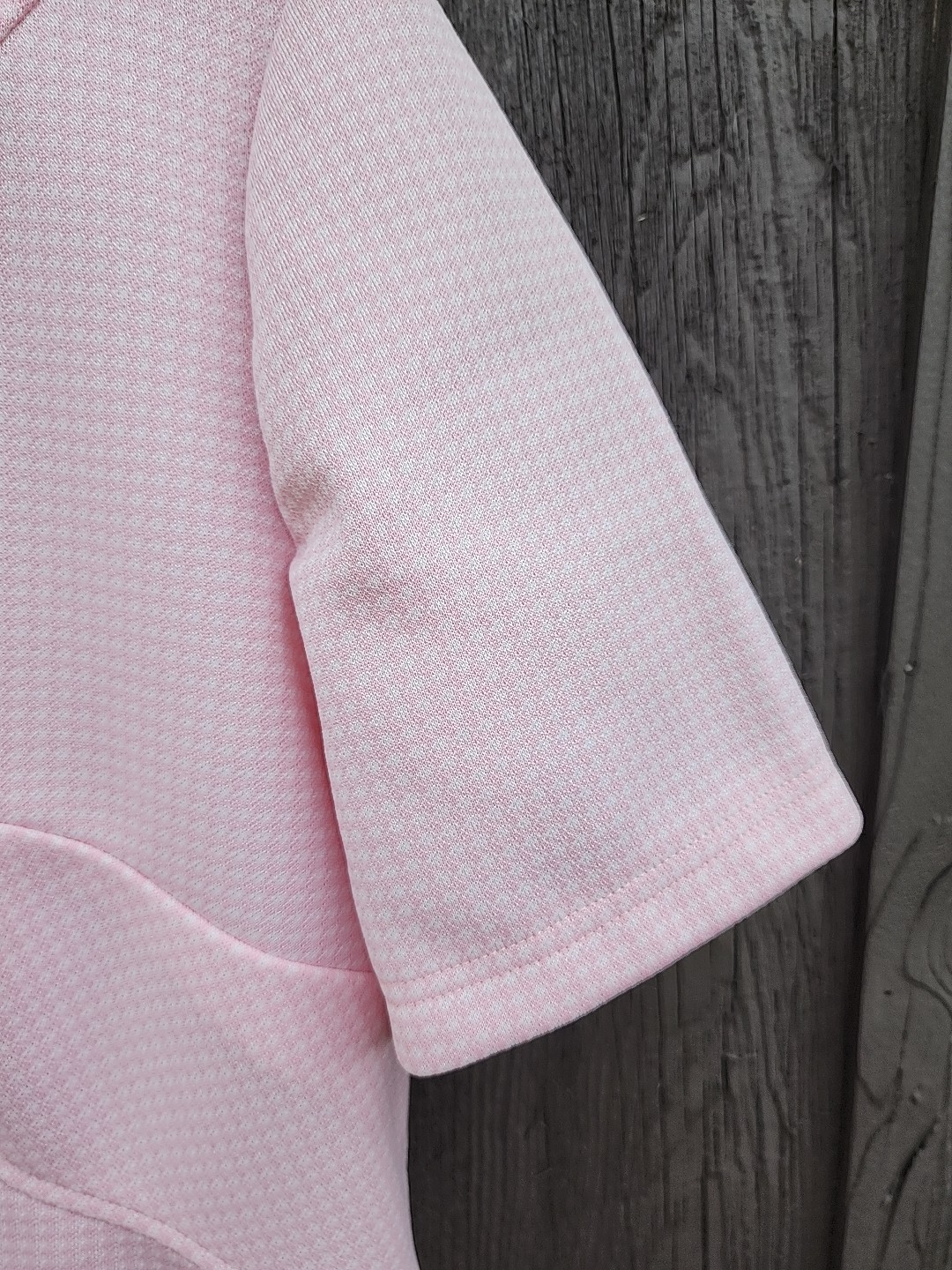 70s Handmade Pink Houndstooth Double Knit Polyester Dress – Womens XL-1X Vtg