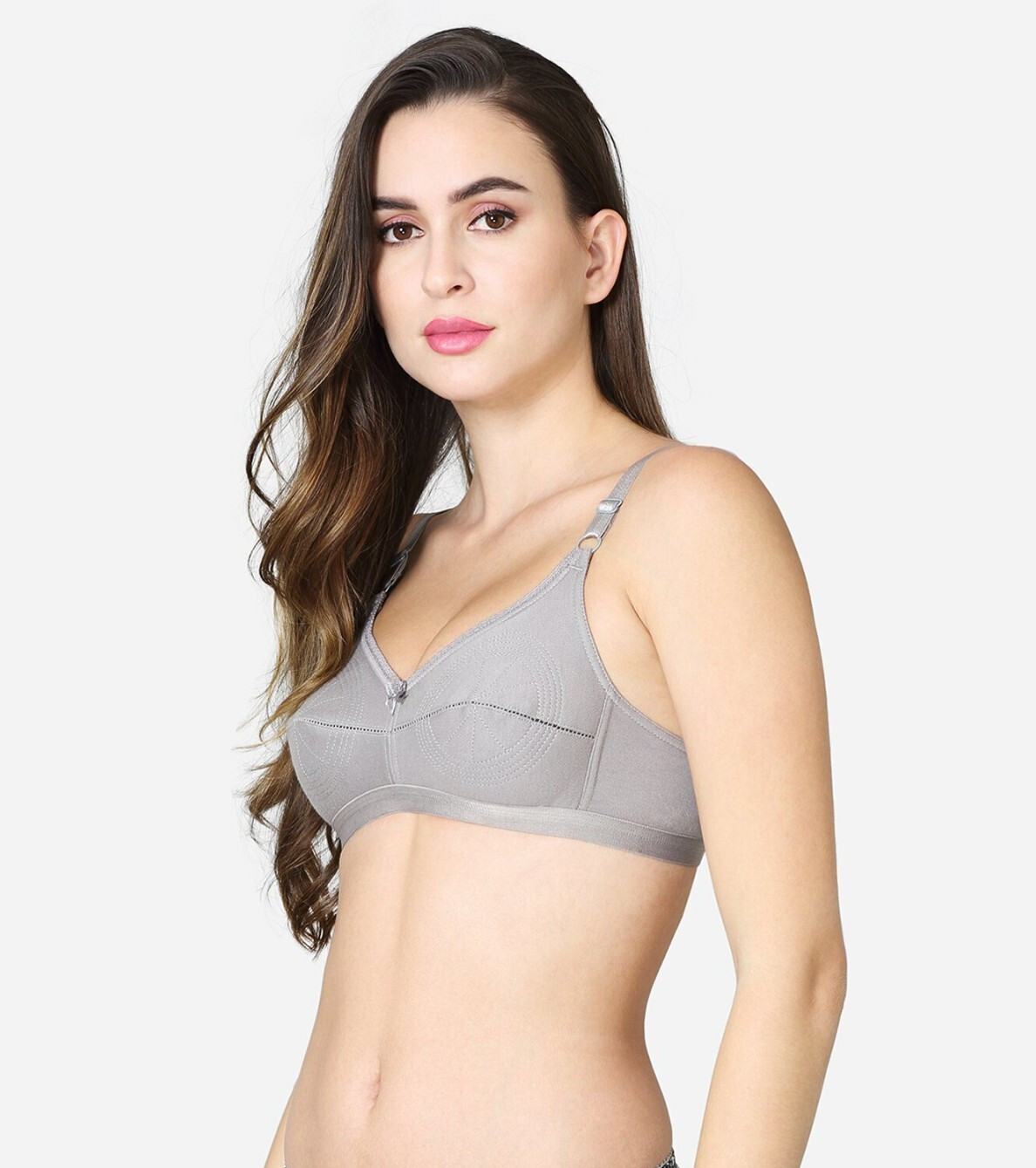 Gray Bullet Bra Organic Cotton – Vintage Retro Bra (Plus Size Available) Elastic
