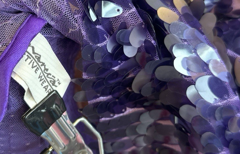 Vintage Y2K 2000s Purple Sequin Mini Dress Sleeveless Bodycon Festival Rave M/L