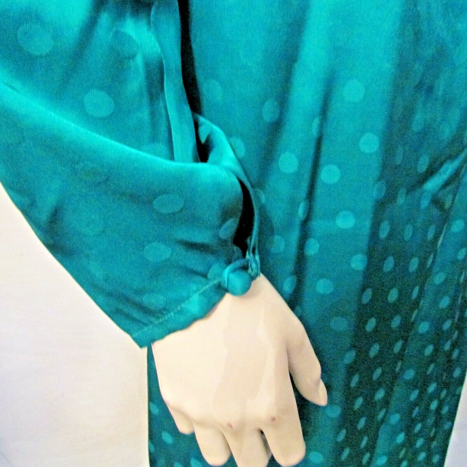 80&rsquo;s John Weitz 100% Silk Polka Dot Emerald Green Dolman Sleeve Shift Dress 8