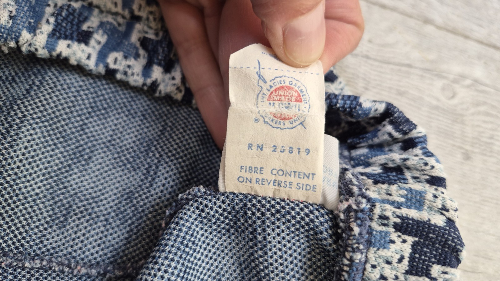 Vintage 60&rsquo;s SEARS Double Knit Blue Houndstooth Bell Bottoms Pants – Size M