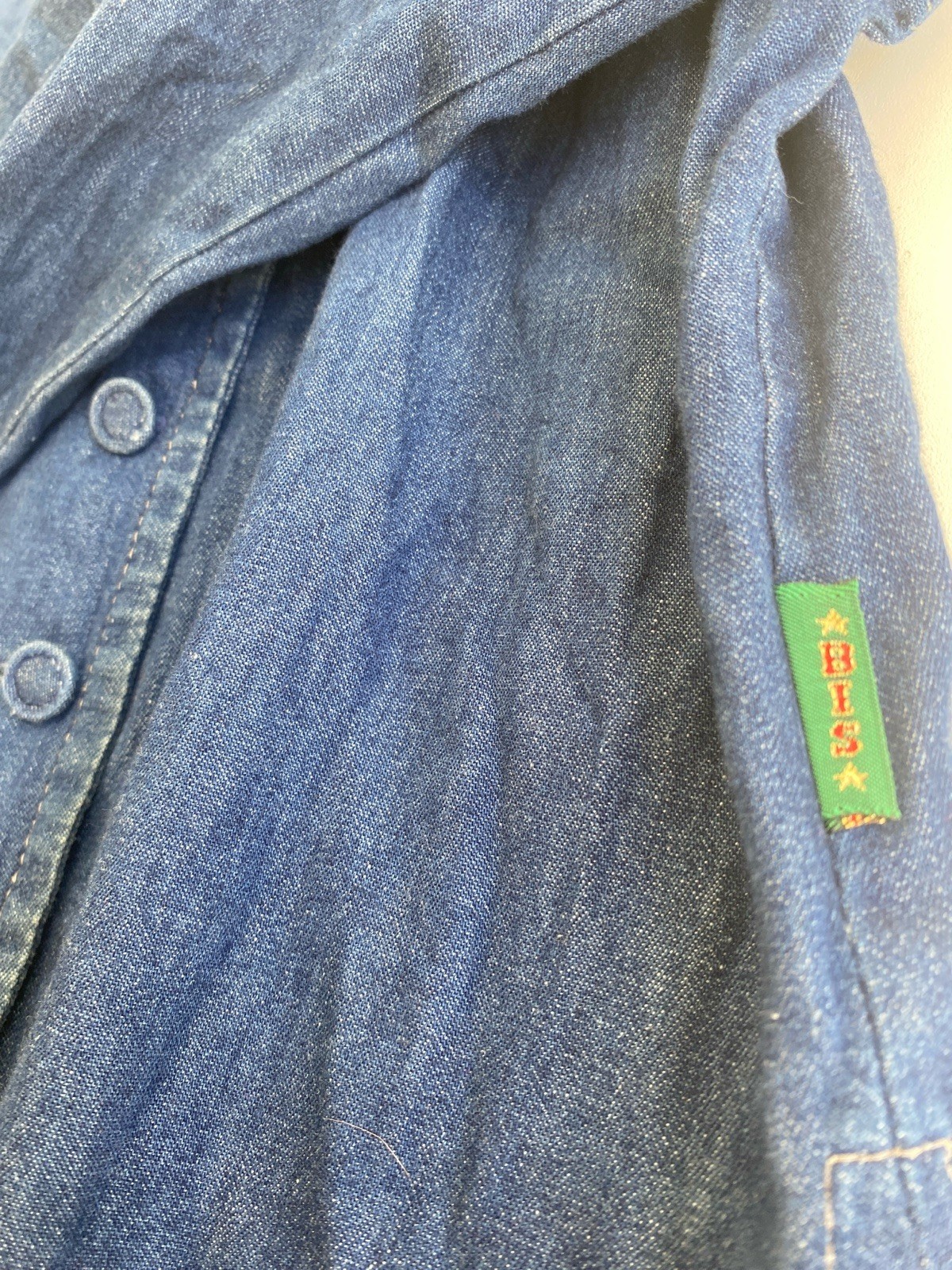 Vintage BIS BIS S Gene Ewing 100% Cotton Denim Double Breasted Jacket Blue