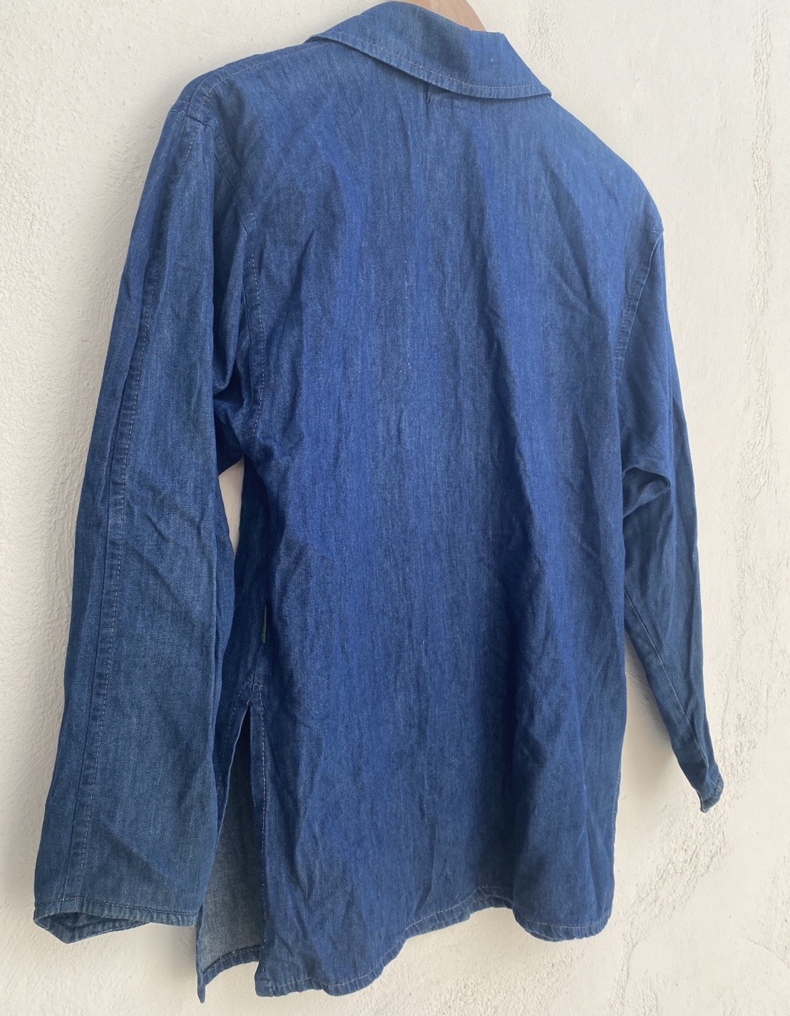 Vintage BIS BIS S Gene Ewing 100% Cotton Denim Double Breasted Jacket Blue