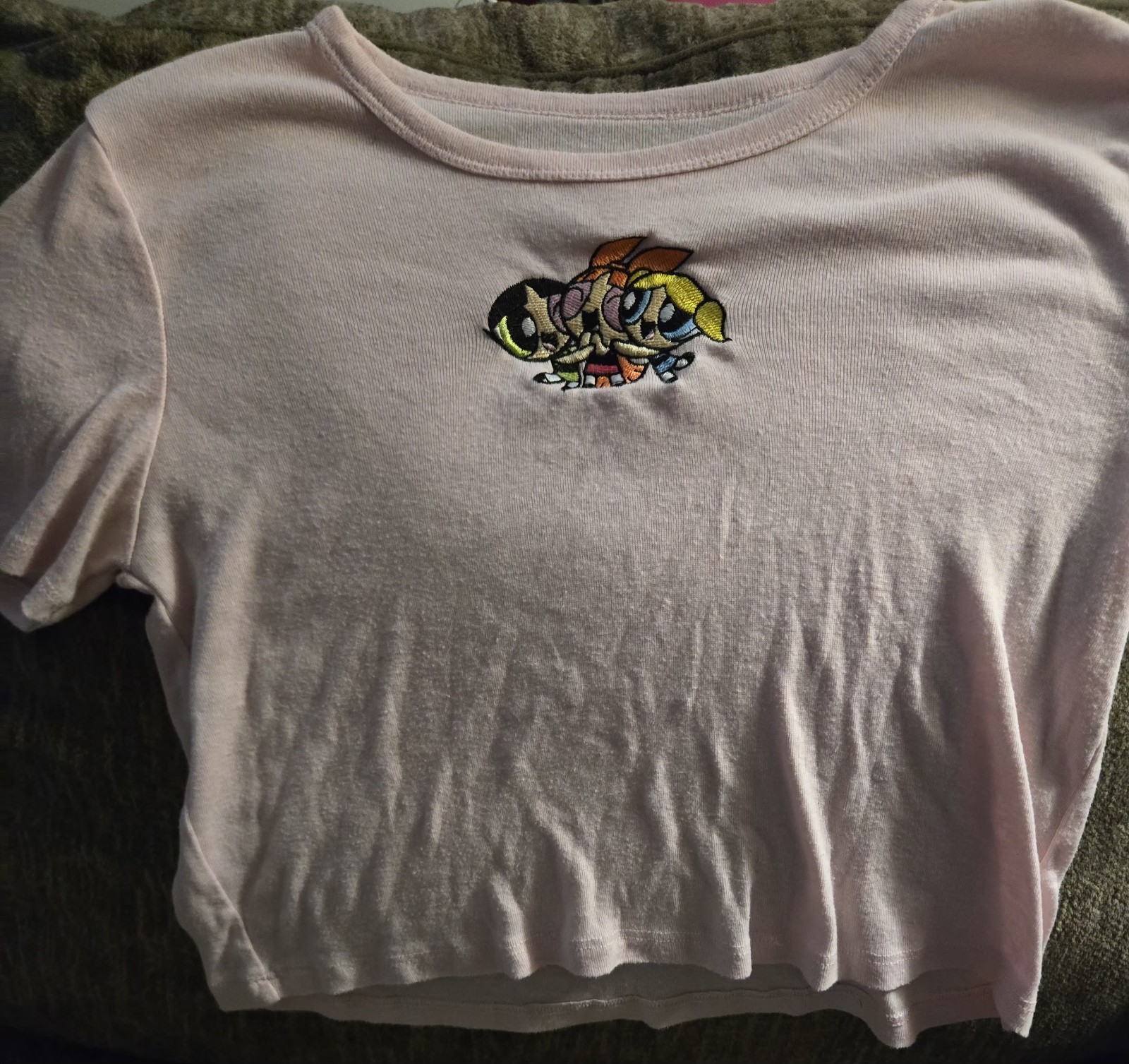 Vintage Power Puff Girls Crop Top Tshirt Cartoon Network Belly Shirt 90s-Y2K