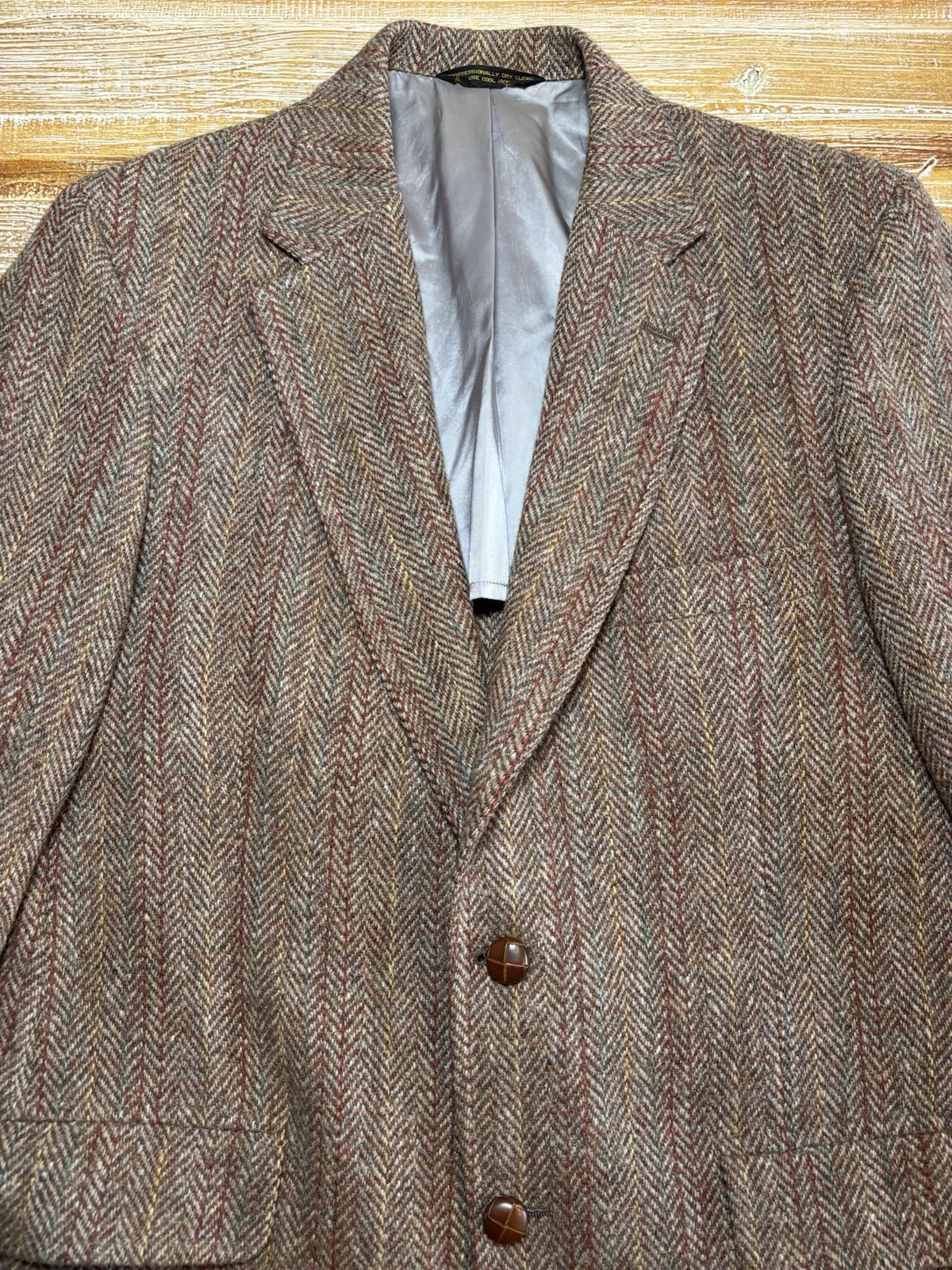 Harris Tweed Blazer Land&rsquo;s End Charter Collection Herringbone Wool Jacket 42 L