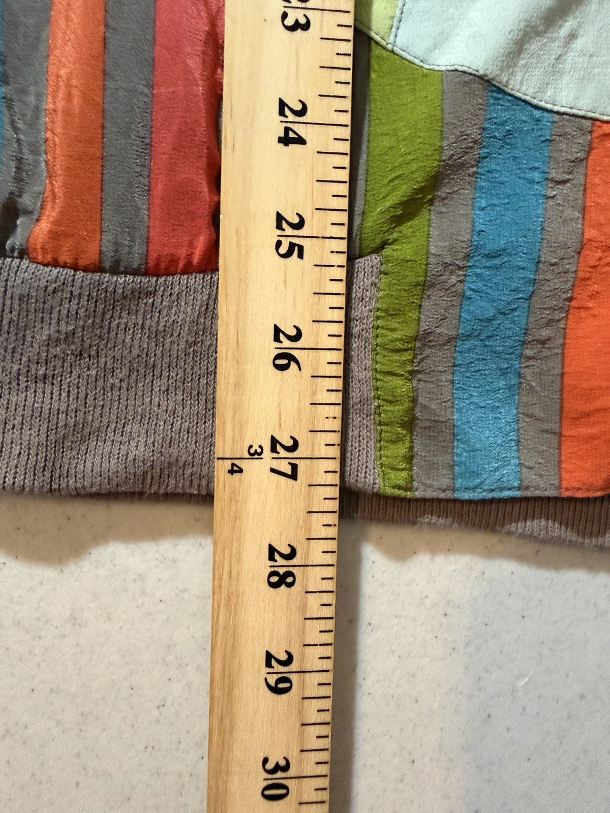 Vintage 100% Silk Full Zip Jacket Womens XL Gray Multicolor Stripe Colorblock