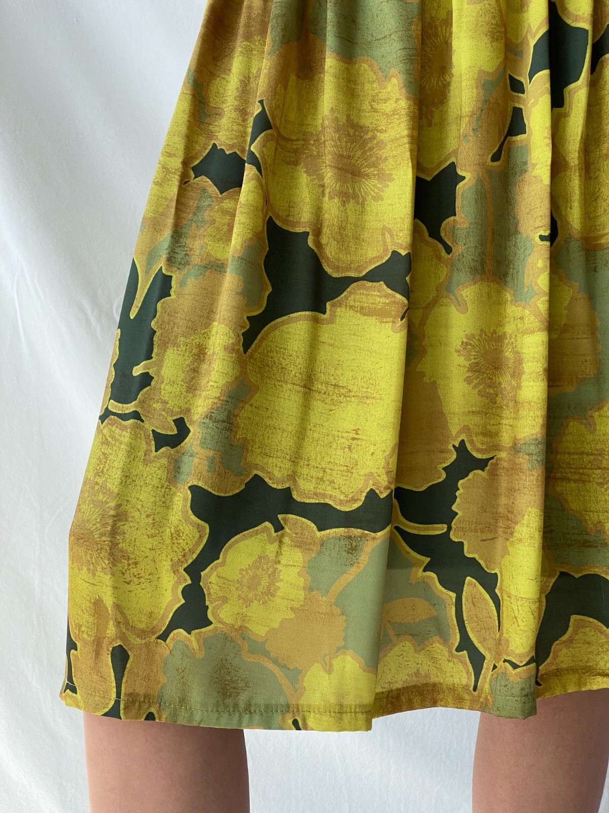 Vintage La Fée Maraboutée Yellow & Green Floral Midi Romantic Botanical Skirt M