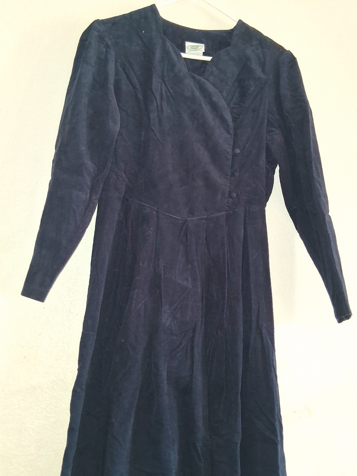 Vintage Laura Ashley Long Dark Blue Corduroy Dress Great Britain US 10