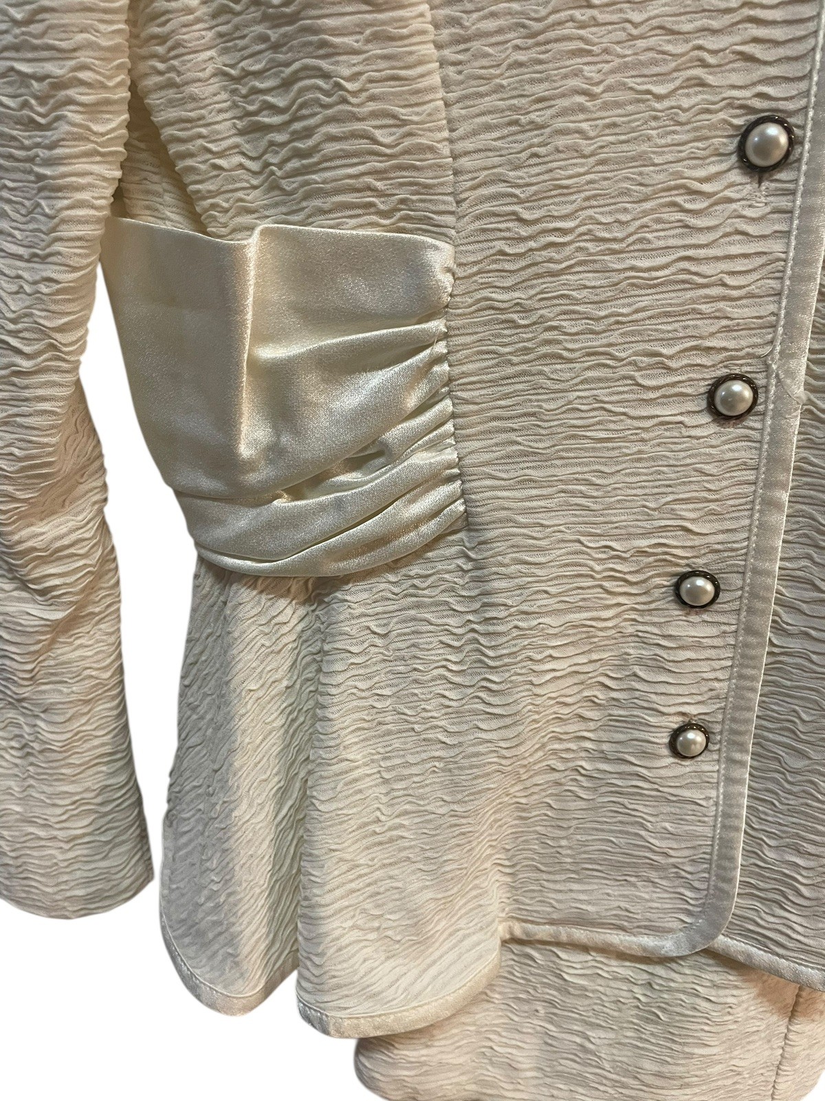 Vintage Leslie Fay Cream Textured Skirt Suit Set Womens 8 Vintage Formal Church