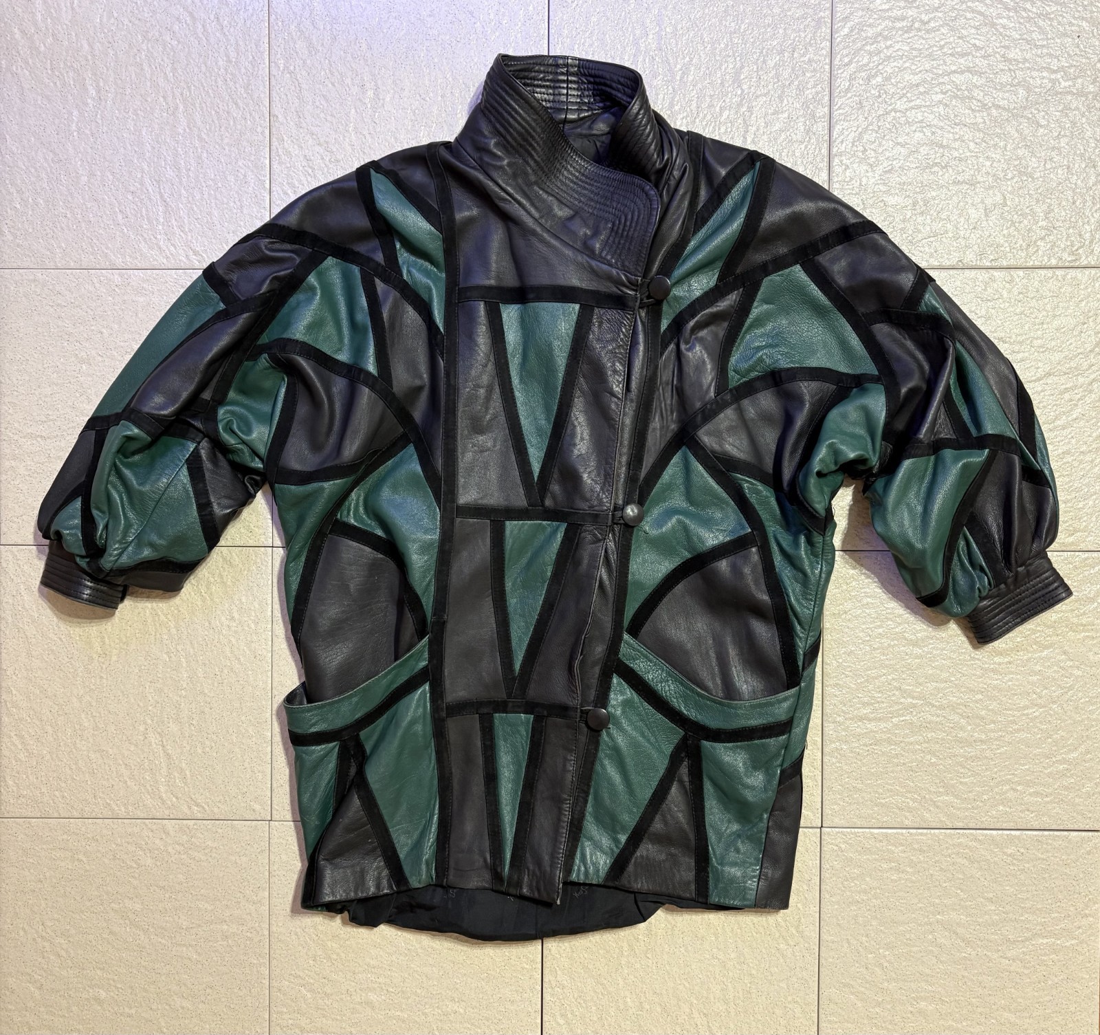 Rare Vintage Yves Saint Laurent Patchwork Leather Batwing Jacket 80s YSL Paris