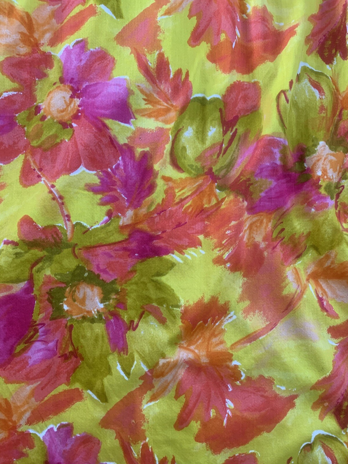 Vintage Hawaiian Togs Orange/Yellow Floral/Tropical Aloha Sheath Dress 38&Prime; Chest