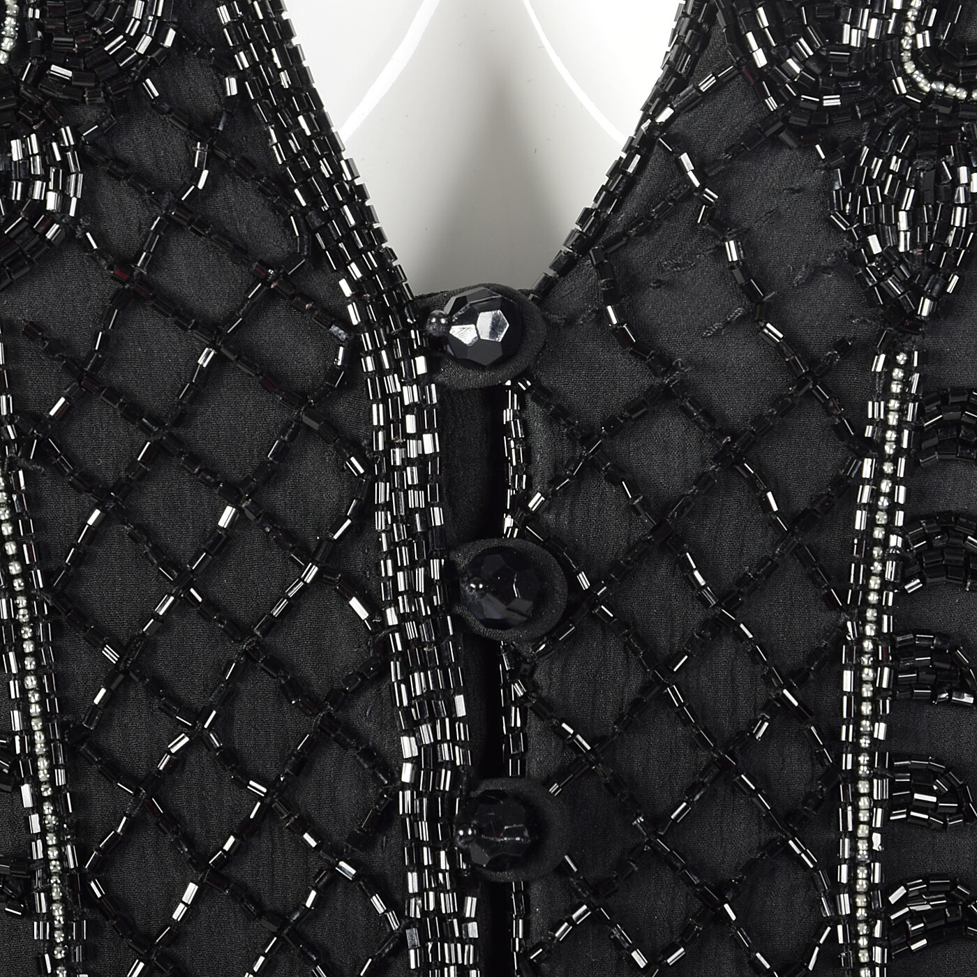 Medium Eavis & Brown Black Silk Beaded Jacket Silk Flowy Separates 1980s VTG