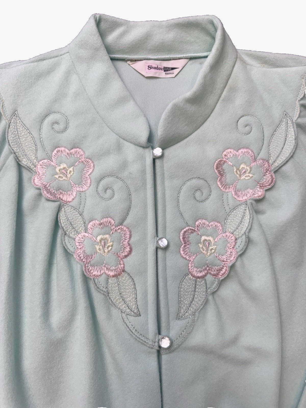 VTG Shadowline Fleece Bed Jacket Robe Embroidery NOS w/Tag 80&rsquo;s Cottagecore S/M