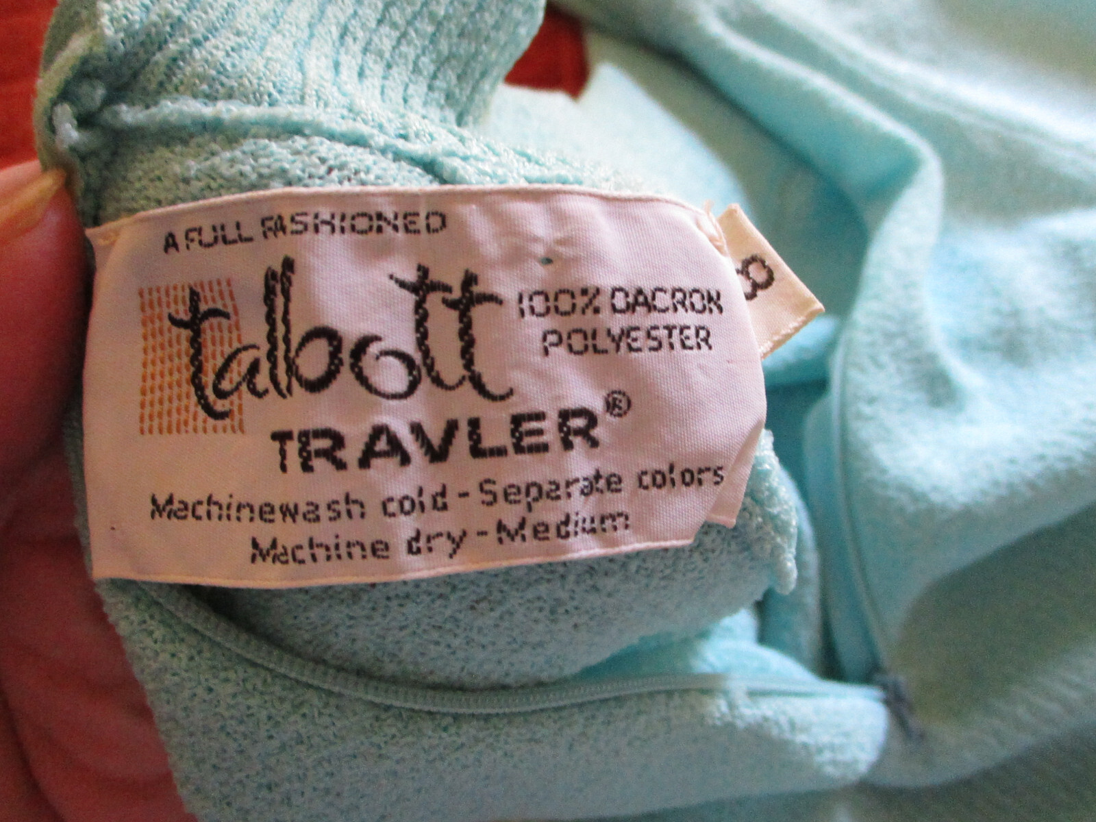 Talbott Travler Full Fashioned Dacron Polyester Dress Stretch Knit -S 8 Aqua VTG