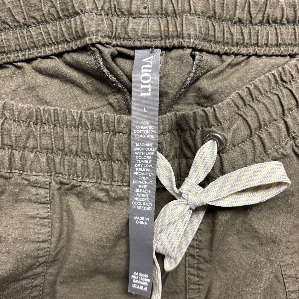 Vuori Olive Green Drawstring Jean-Style Shorts