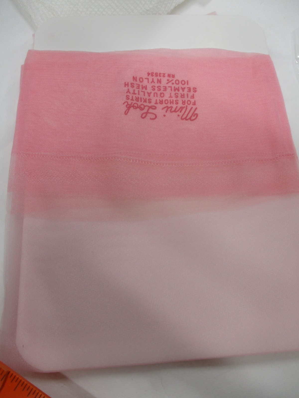 1PR VINTAGE UNBRANDED RT SHEER MICRO MESH NYLON STOCKINGS SIZE 11 LONG 36&Prime; PINK