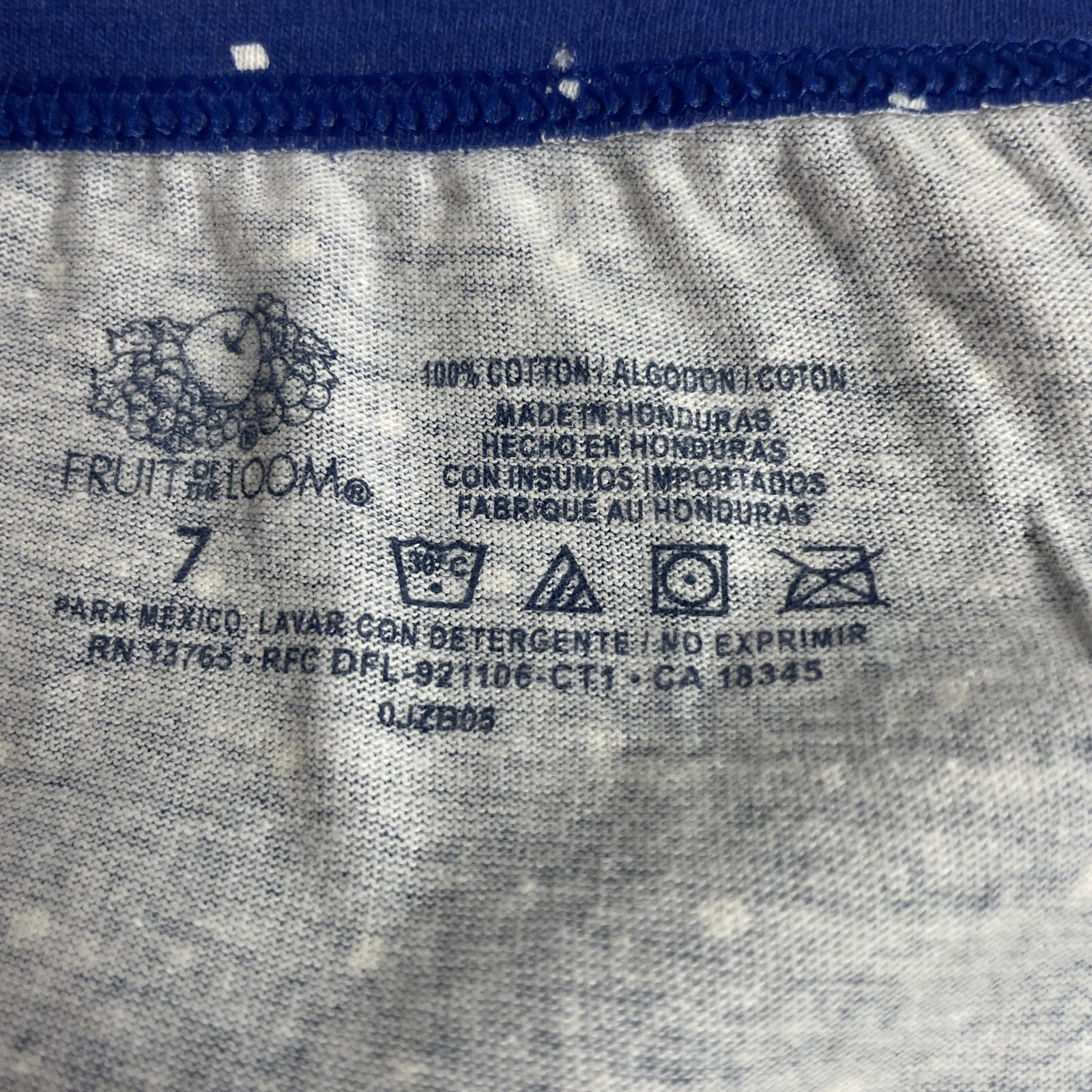 Vintage Fruit of the Loom High Waist Brief Panty Size 7 Blue White Polka Dot