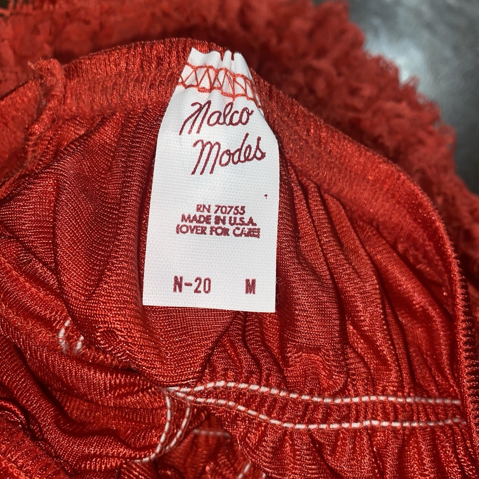 Vtg Malco Modes Red Ruffled Lace Cotton Pettipants Bloomers Panties EUC Medium