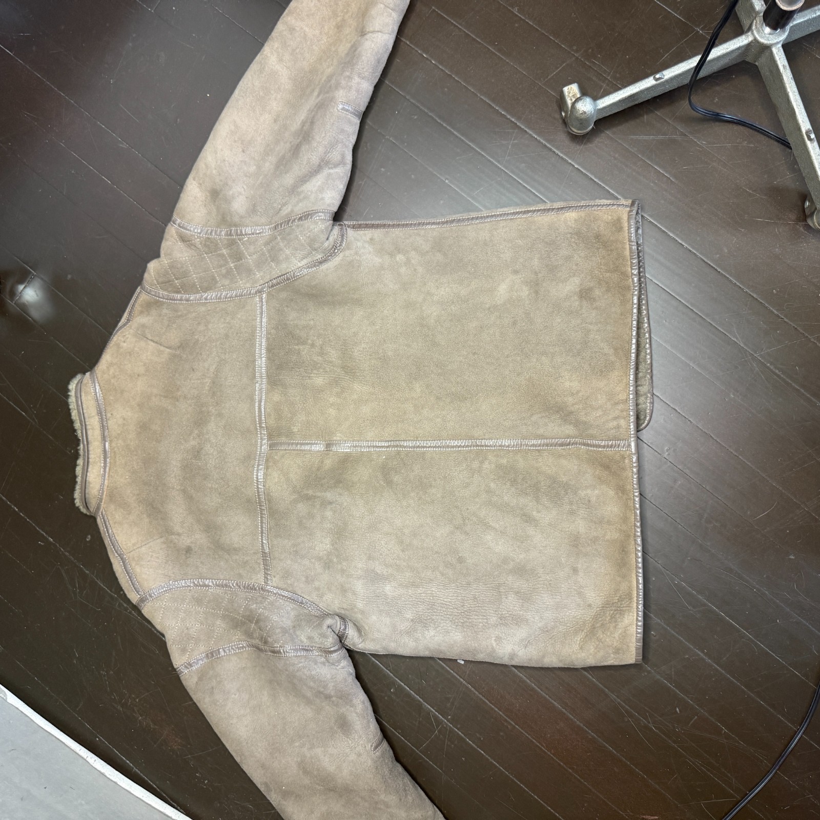 Wallace Sacks Furriers Vintage Sheepskin Shearling Coat England UK 16 EU 42