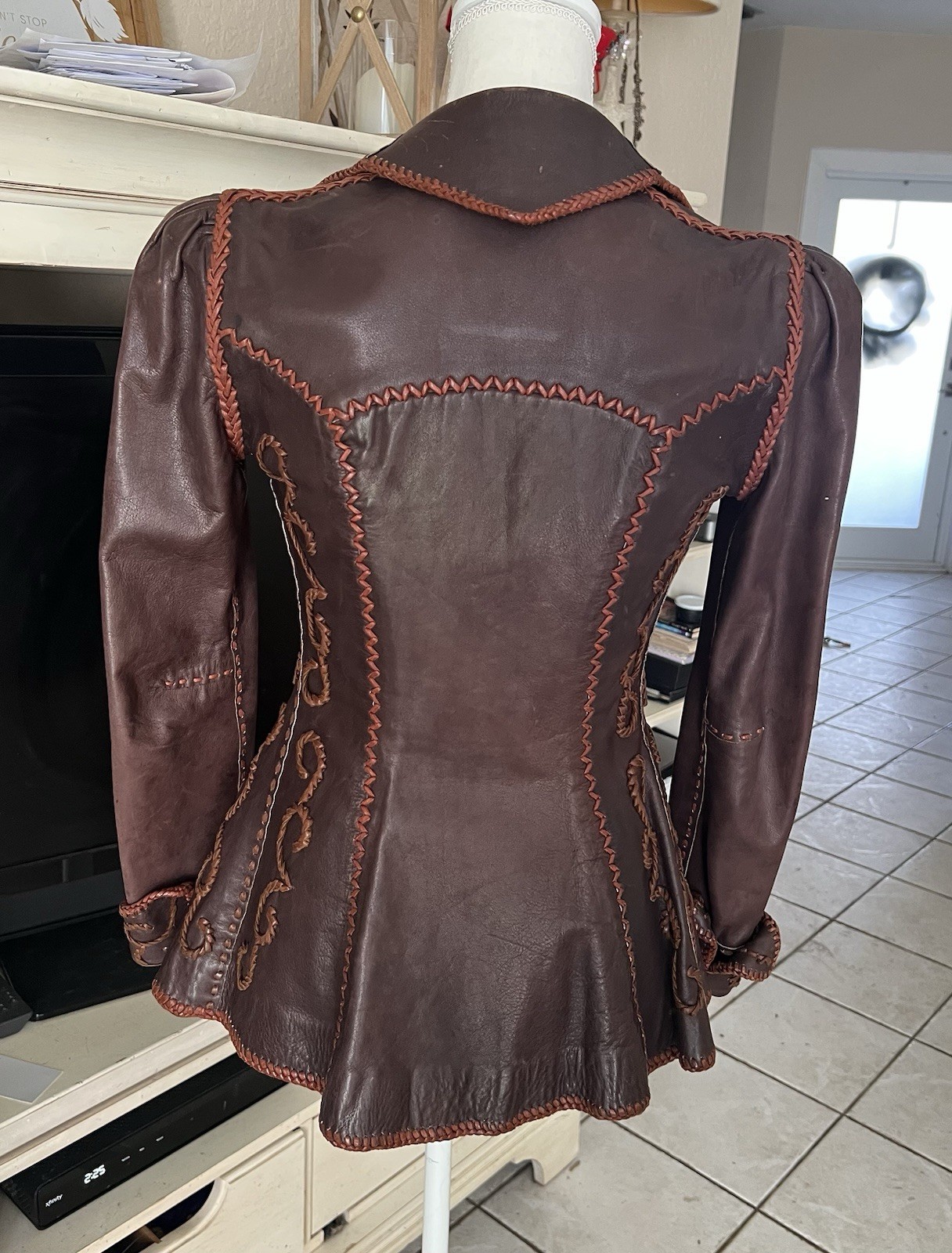 Vintage North beach Leather Co. Brown Whipstitch Blazer Jacket 5/6 RARE