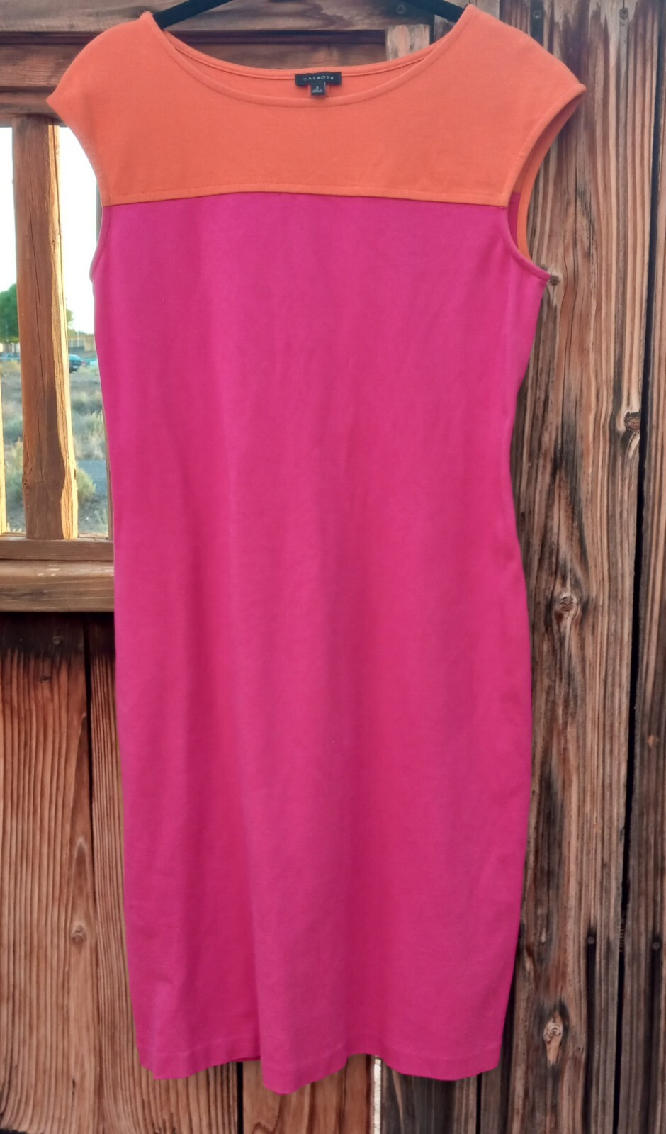 Talbots Vintage 2 Pink & Orange Rayon Nylon Spandex Shift Dress Fits Like 4/6