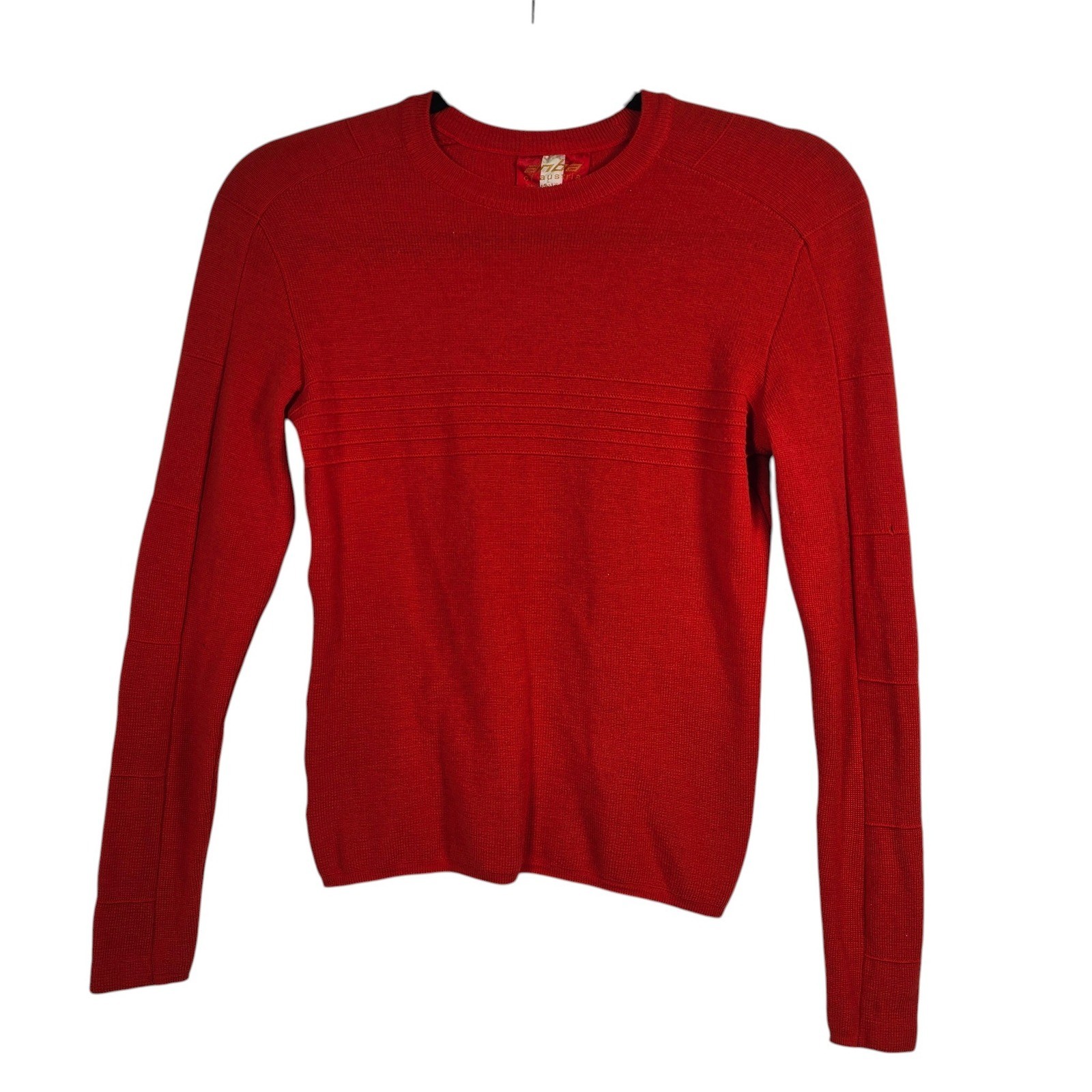 VTG Enba of Austria Red Knit Crew Neck Pullover Sweater Woman US 10 Ski Layering