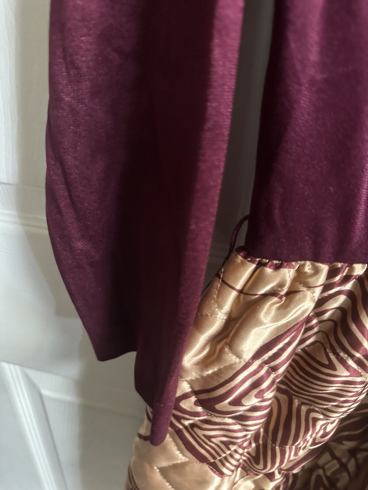 VNT 60s 70s Quilted Maxi Mod Hostess Dress House Red Burgundy Zip Med 36 Bust