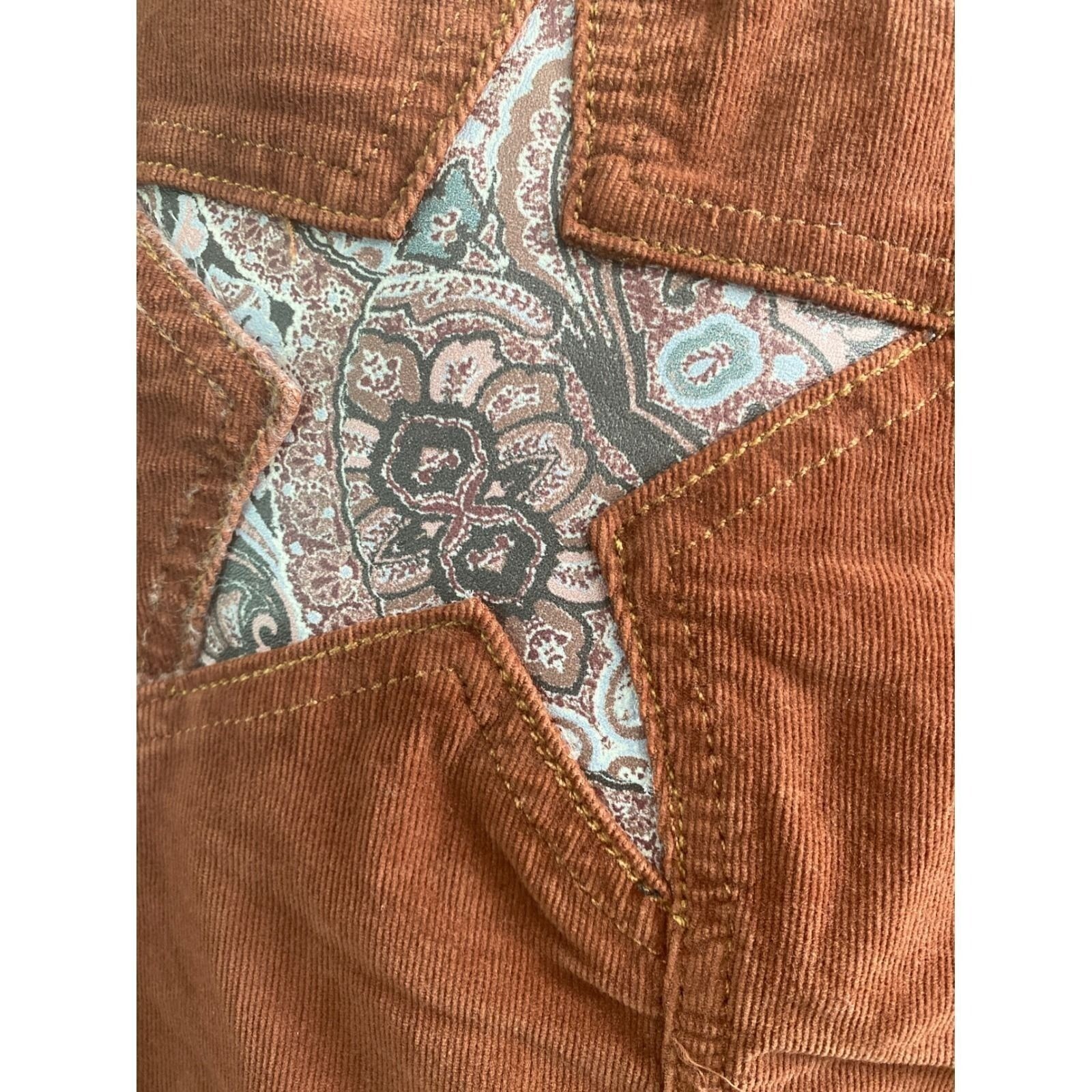 We The Free Free People FIRECRACKER Star Patchwork Corduroy FlarePants Rust 27