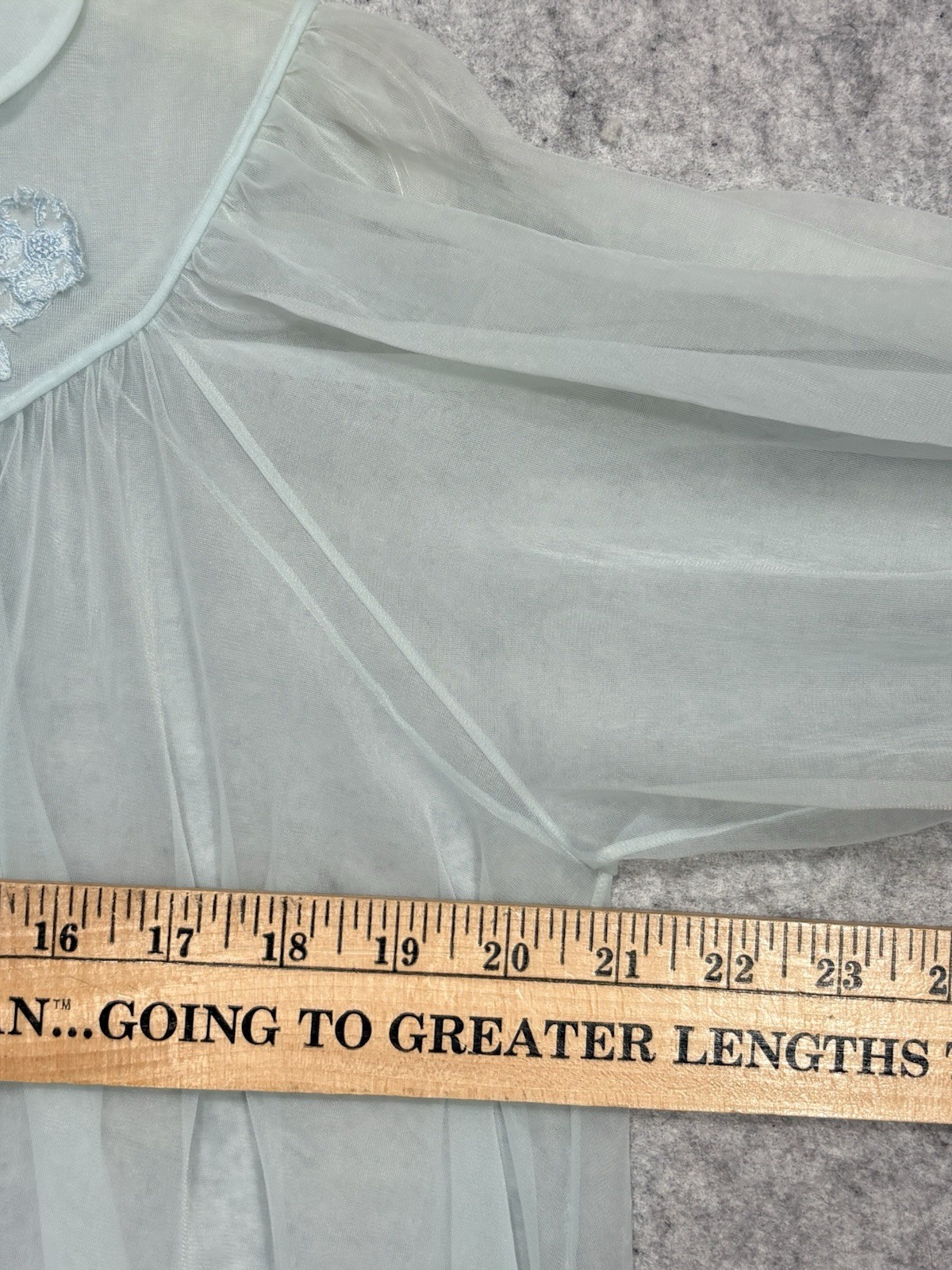 VTG Shadowline Blue Peignoir Robe M Sheer Nylon Bridal Coquette Cottagecore