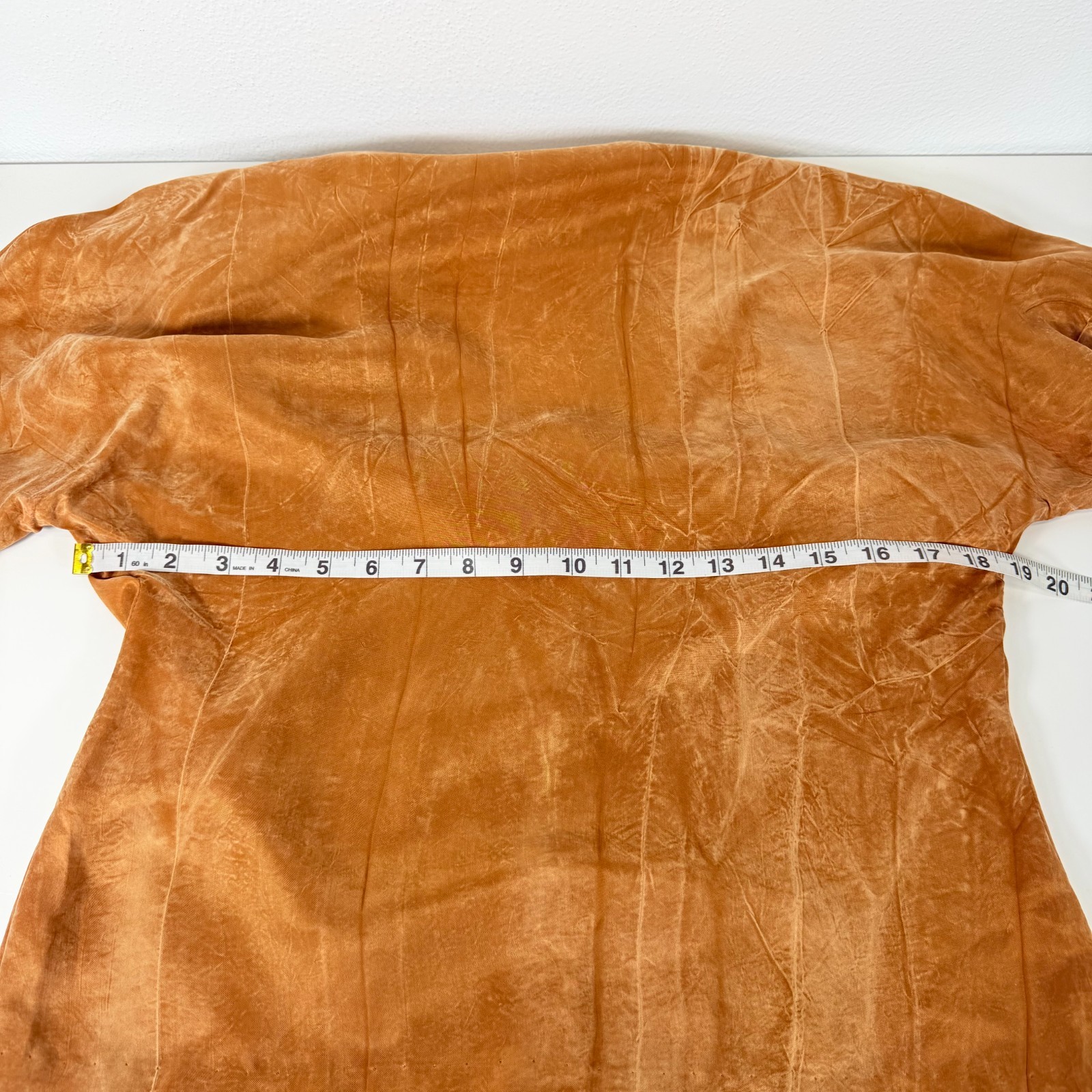 Casual Corner Vintage 90s 100% Rayon Copper Brown Sueded Blouse Made in USA 6
