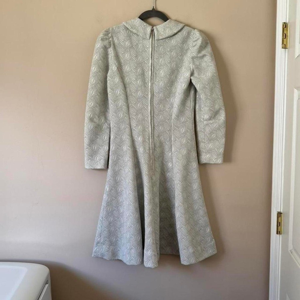 Vintage 60s medium silver metallic mini dress peter pan mod skater circle gray