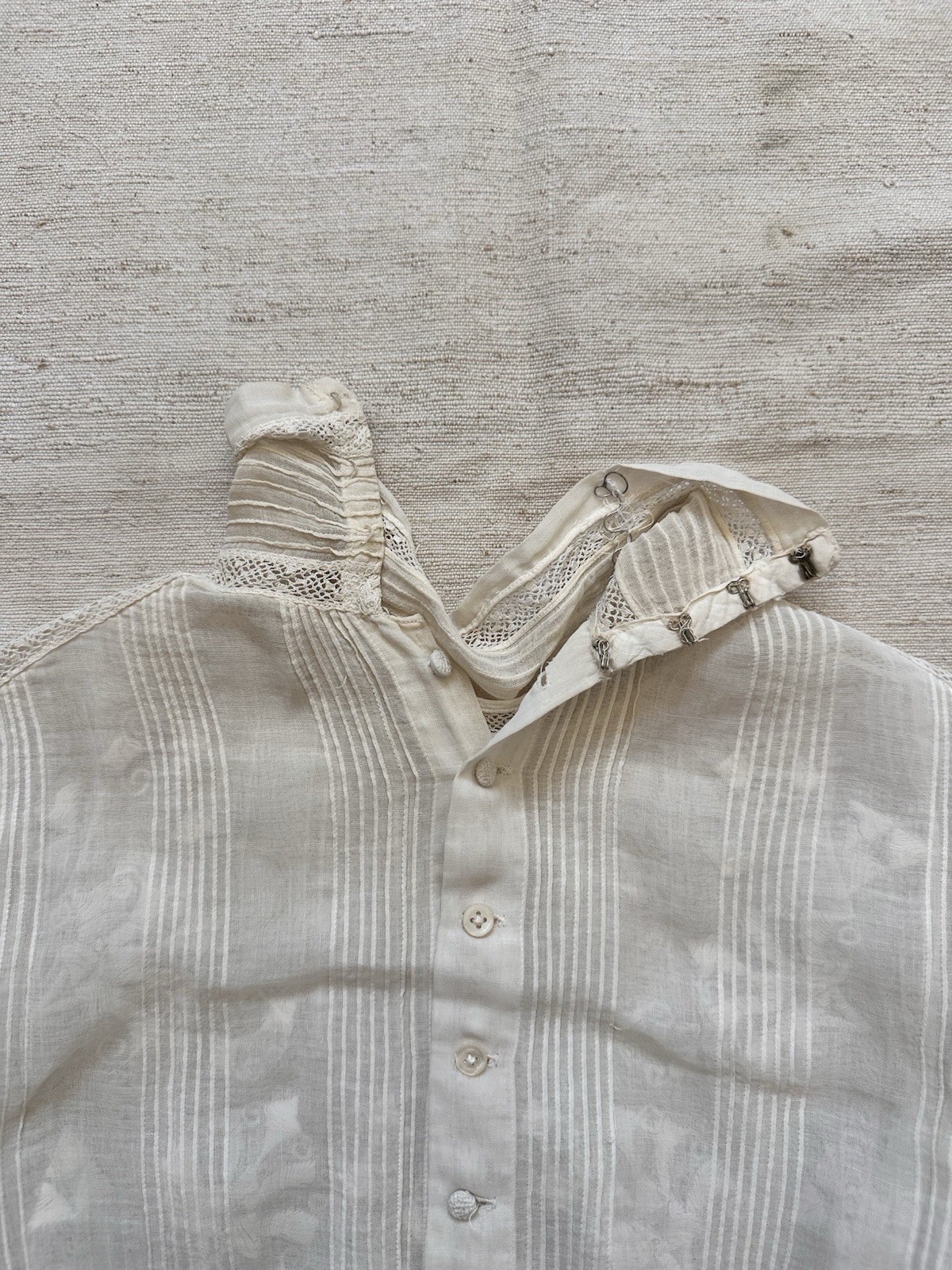 Victorian Edwardian Antique White Cotton Blouse Handmade Women’s XXS