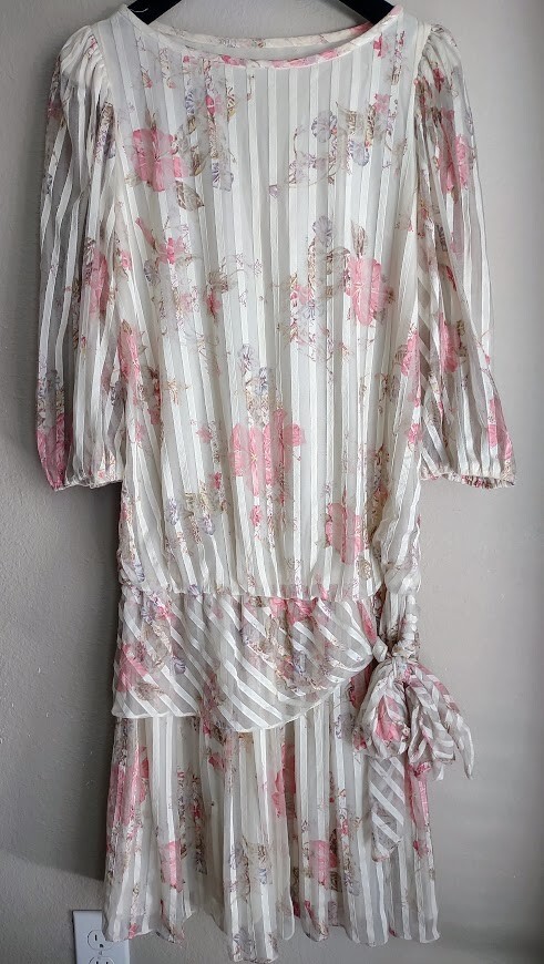 Vintage 1985 Drop Waist Party Formal Flapper 1920&rsquo;s Style Tea Dress Size 9/10
