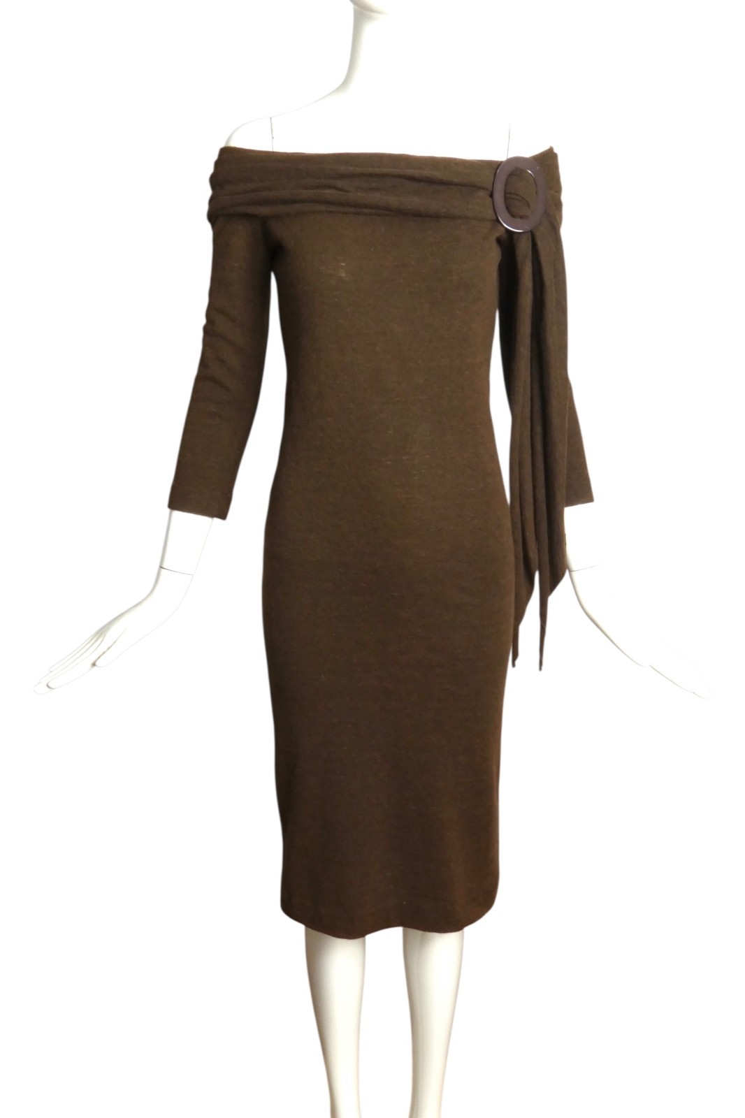 PIERRE CARDIN HAUTE COUTURE – 1989 Brown Wool Knit Dress, Size-4
