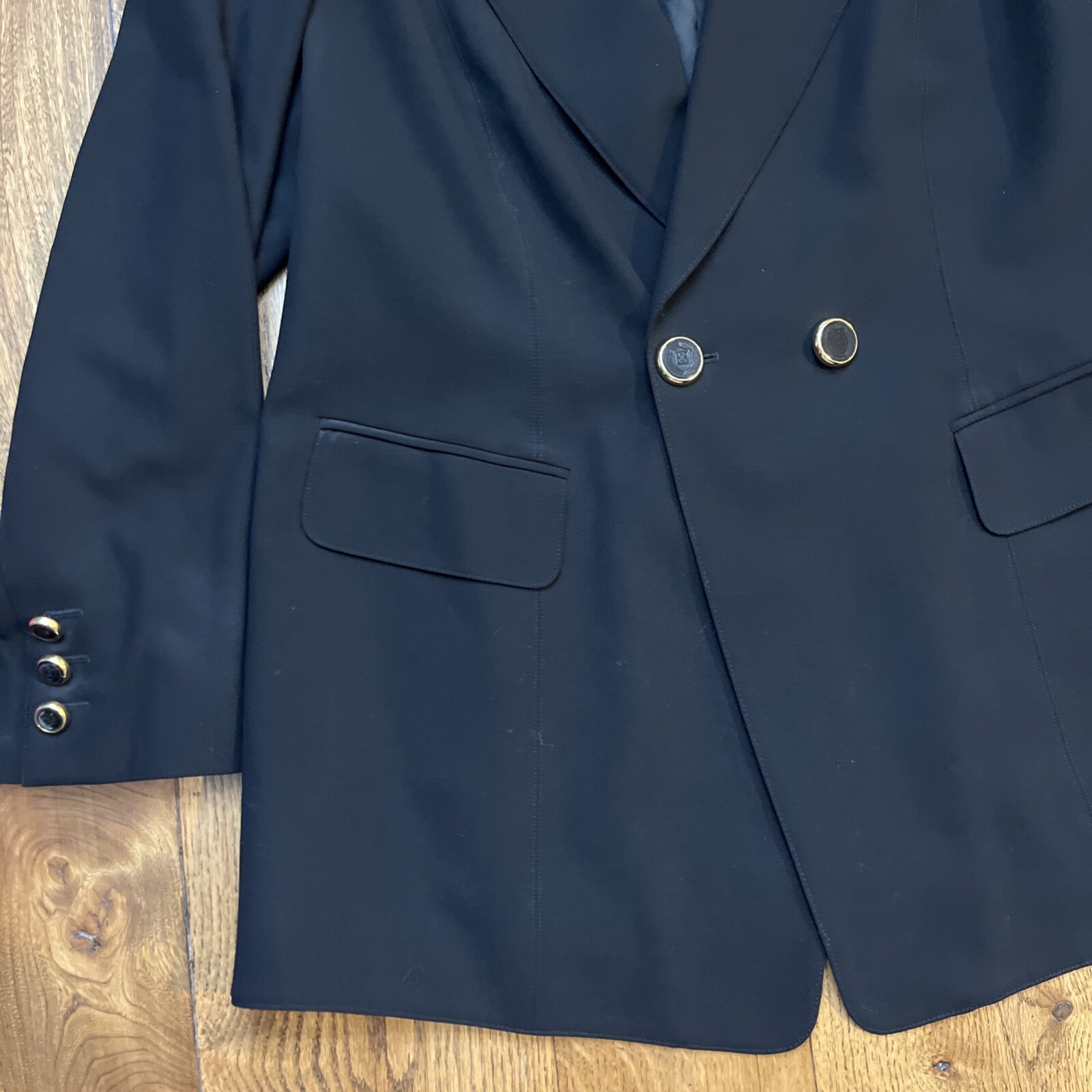 Escada Margaretha Ley Black Blazer 100% Wool Vintage Luxury Jacket, Women&rsquo;s 44