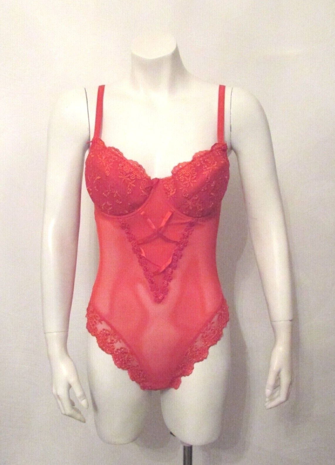 Lady Princess BS2015 Red Mesh Lace High Cut One Piece Teddy Bodysuit UW Bra L