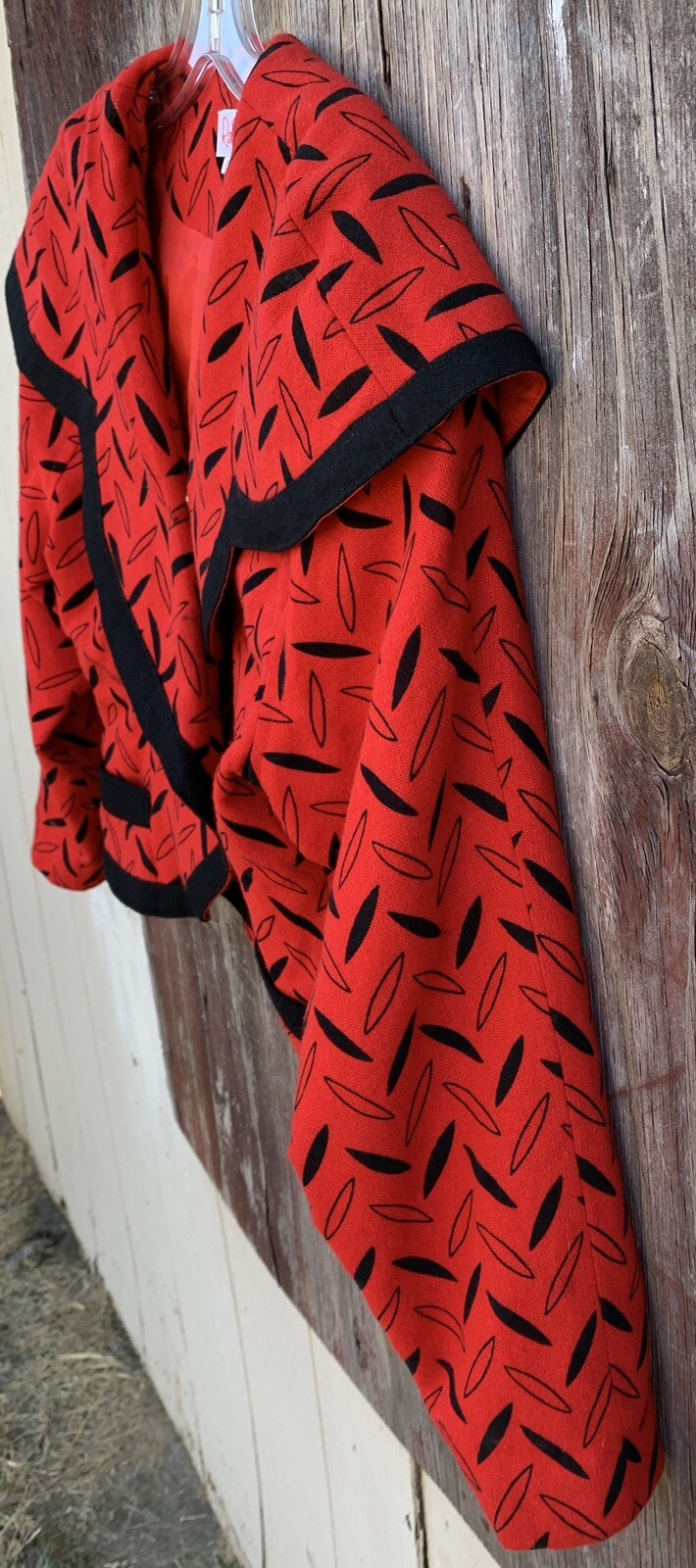 Vintage Rafaella Petites Blazer Jacket Red Black Geometric 80s 1980s Size 9