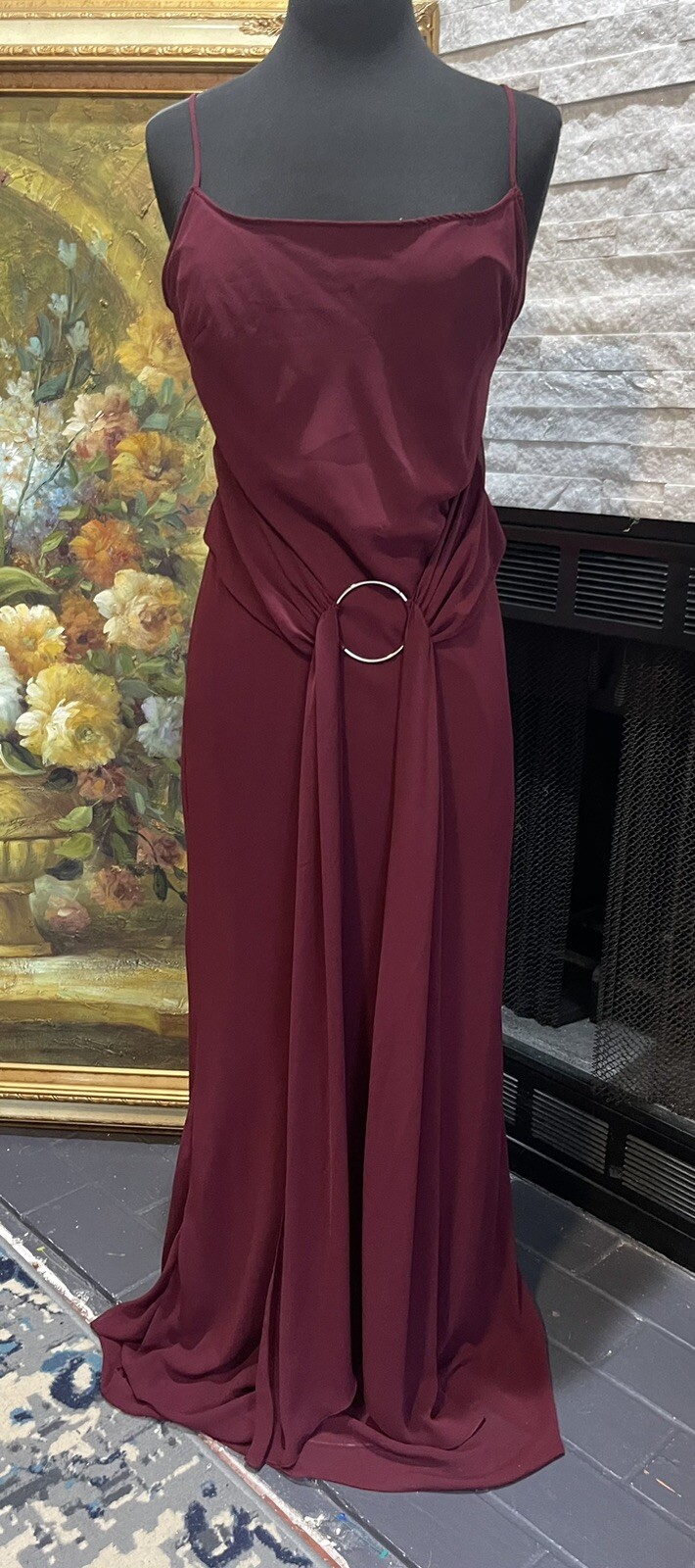 Vintage Fredrick’s Of Hollywood Maroon Maxi Dress Glamour Jersey Y2K Size 8