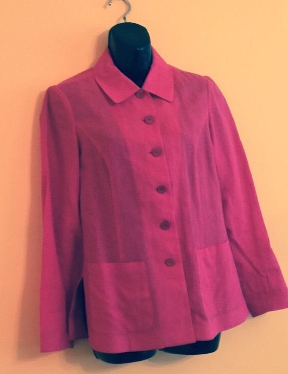 VTG KENZO Paris Fuchsia Button Front Linen Jacket SZ 36 Made in France CUTE