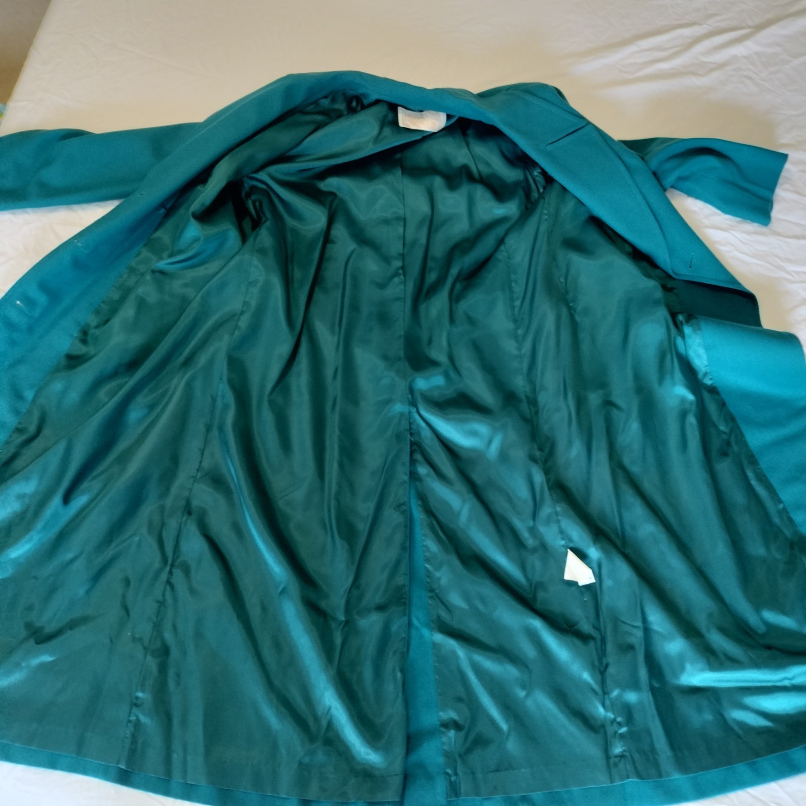 Vintage 1970s Pendleton Virgin Wool Lined Teal Trench Coat Women&rsquo;s 16