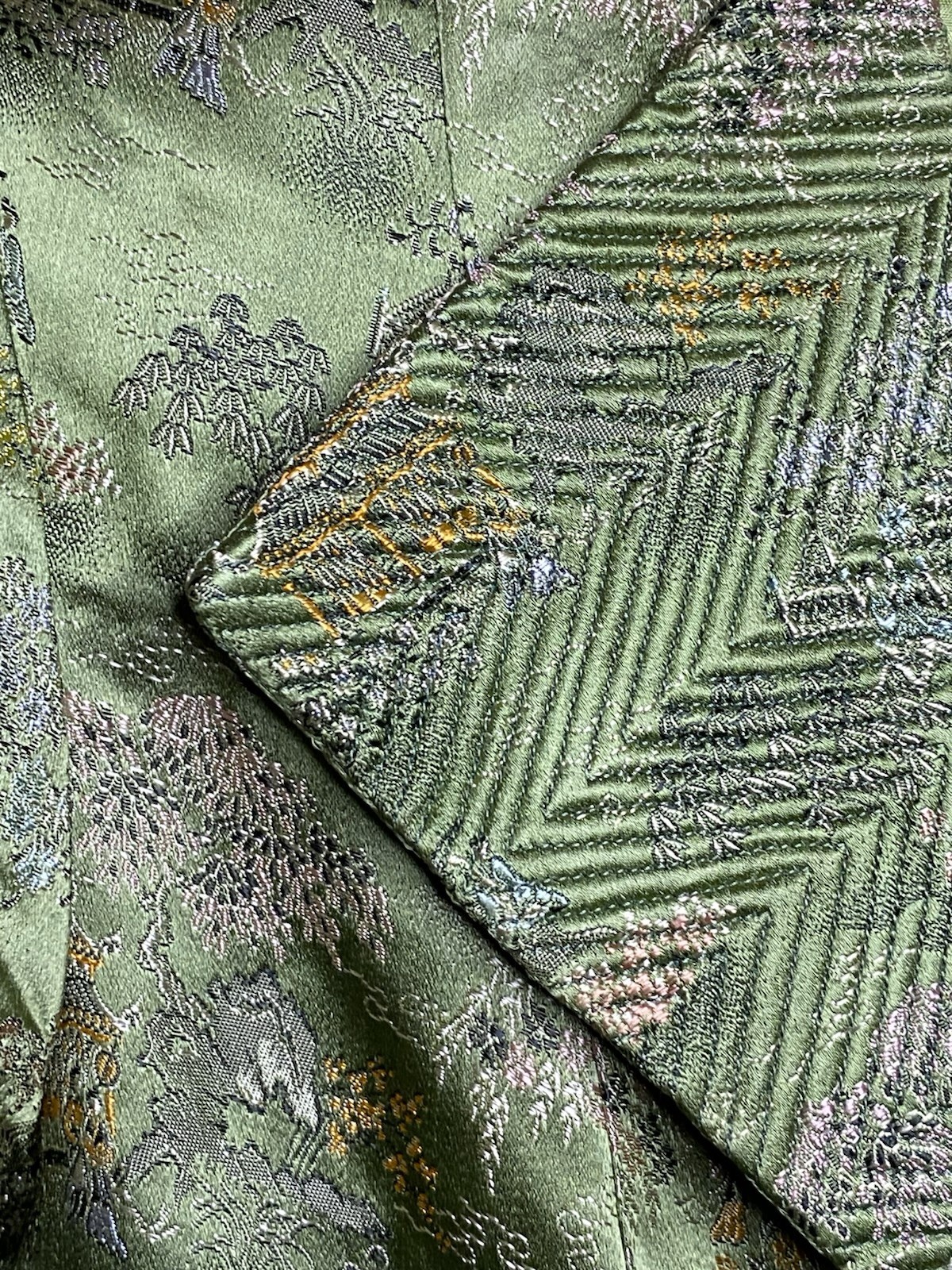 VTG Embroider Estat Regency Brocade Blazer Detail Puff Sleeve XS Oriental Design