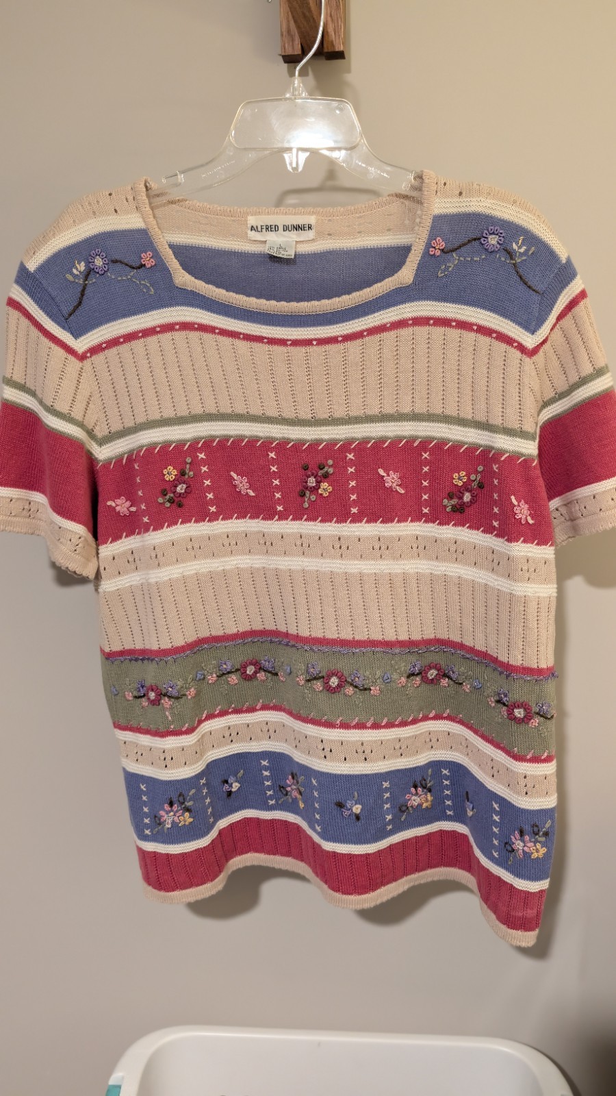 Alfred Dunner Vintage 90s Knit Sweater Size Small Cottagecore Short Sleeve USA