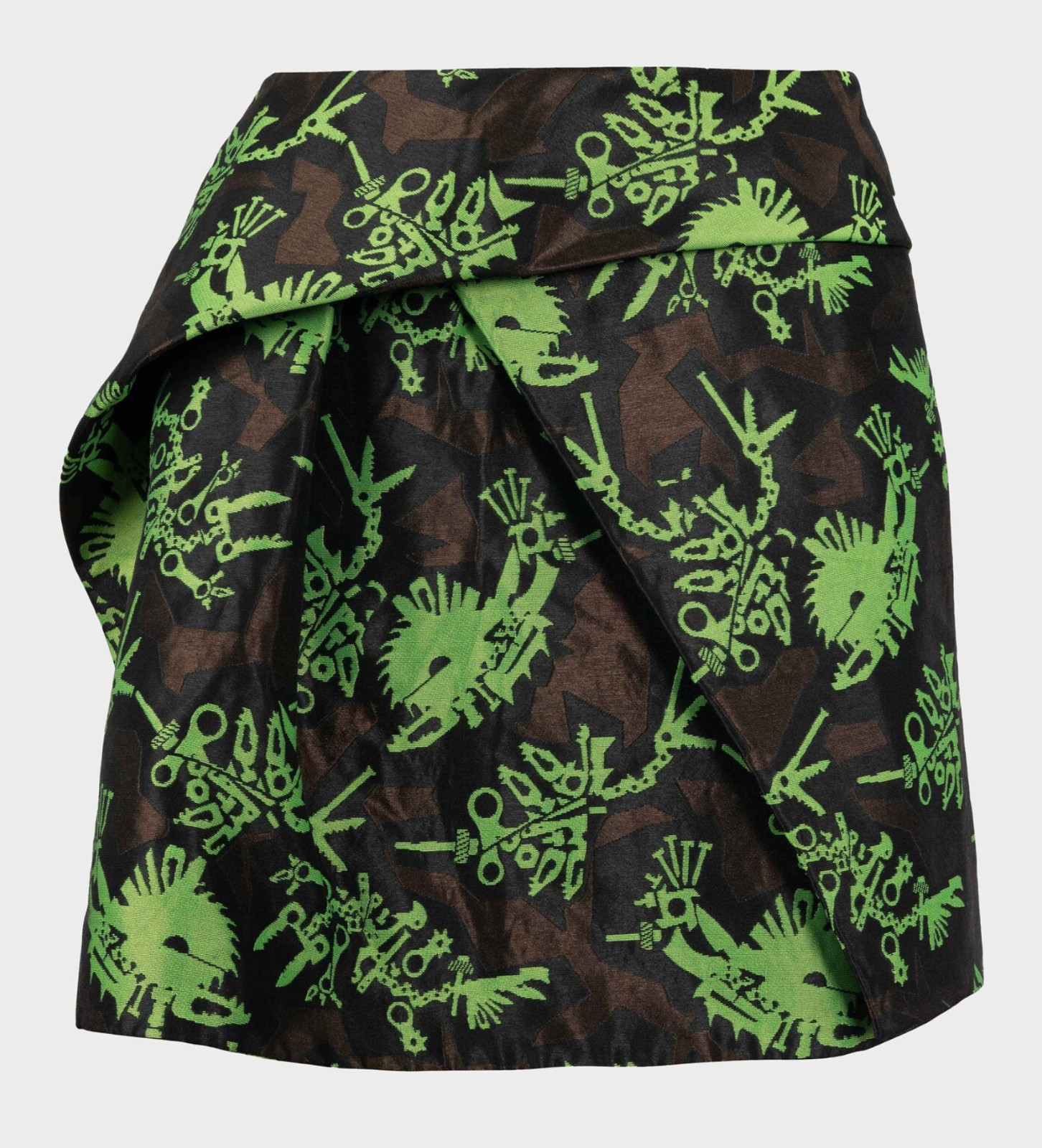 NWOT Kenzo Jacquard Structured Lime Camo Print Mini Skirt Size S | M Sportif Y2K