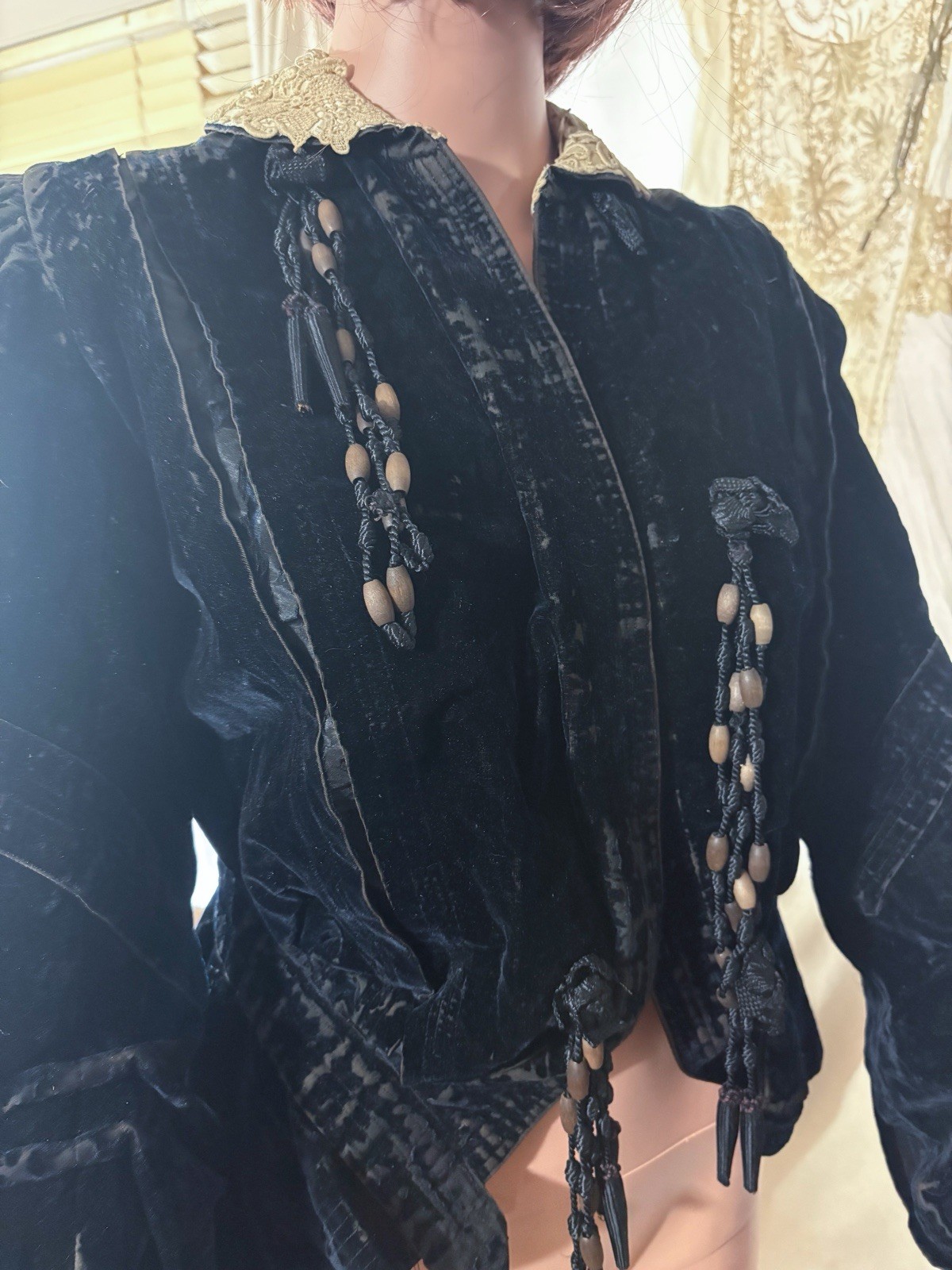Antique Victorian (c. 1880s) Black Velvet Jacket
