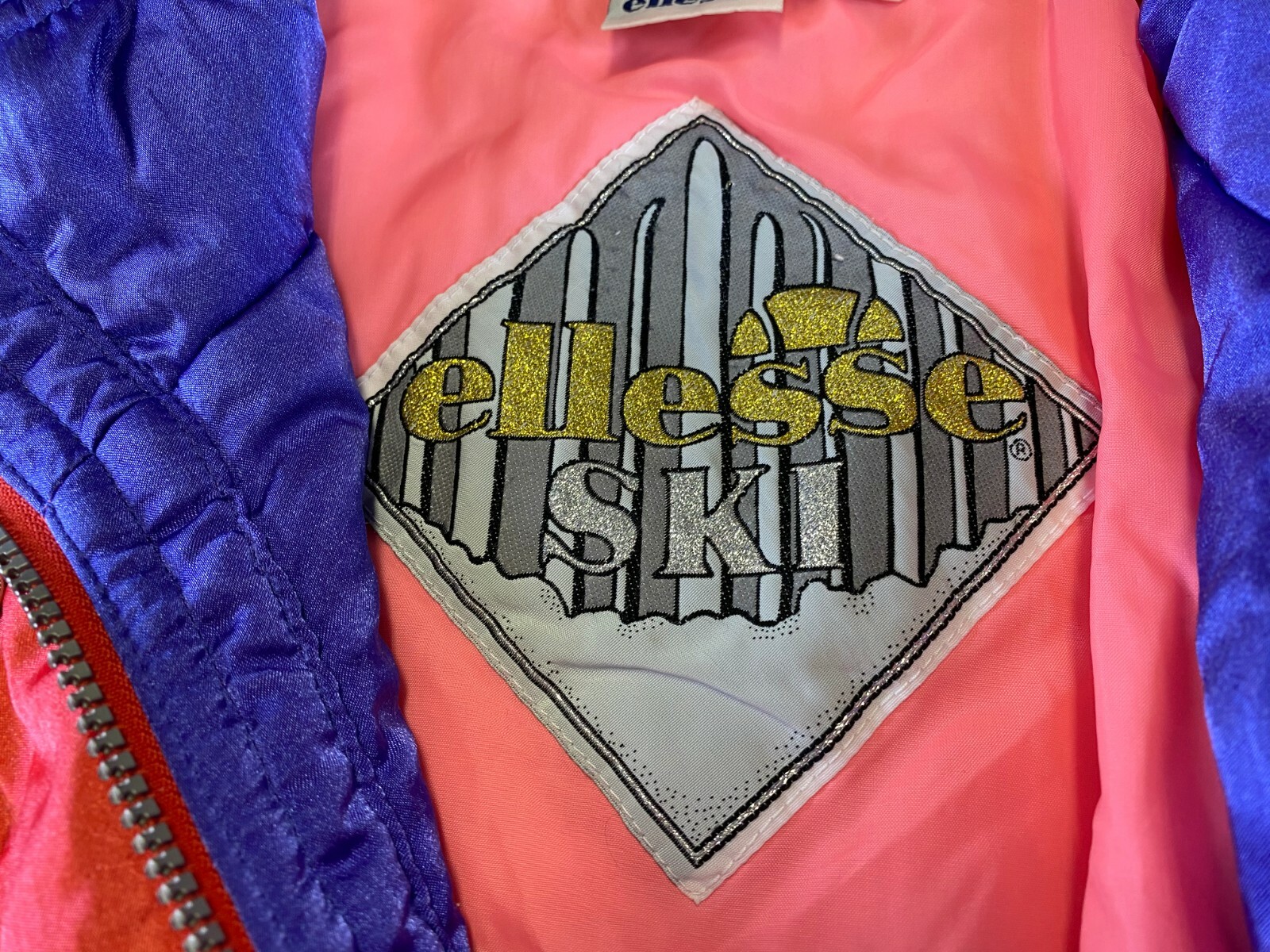 Ellesse Ski Jacket Womens Pink Purple Flowers Floral S Nylon VTG