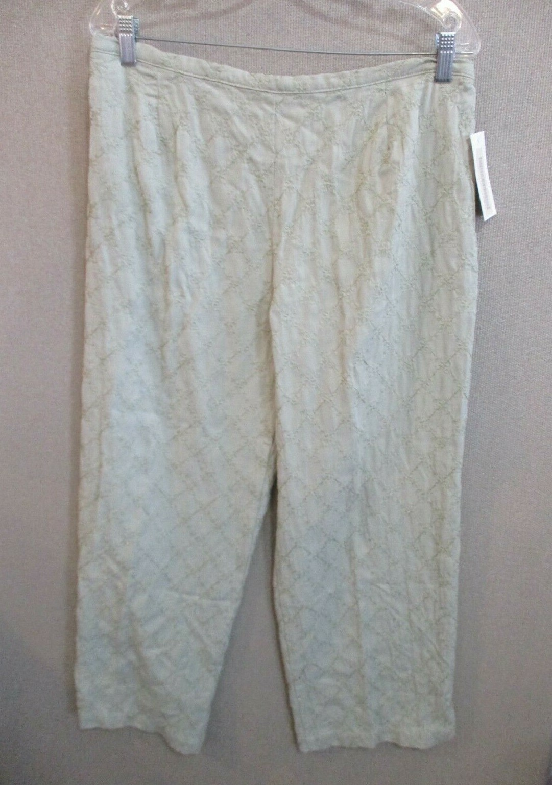 VTG 90&rsquo;s Amanda Gray Pants Size Large NWT Embroidered Crop Tencel Back Elastic