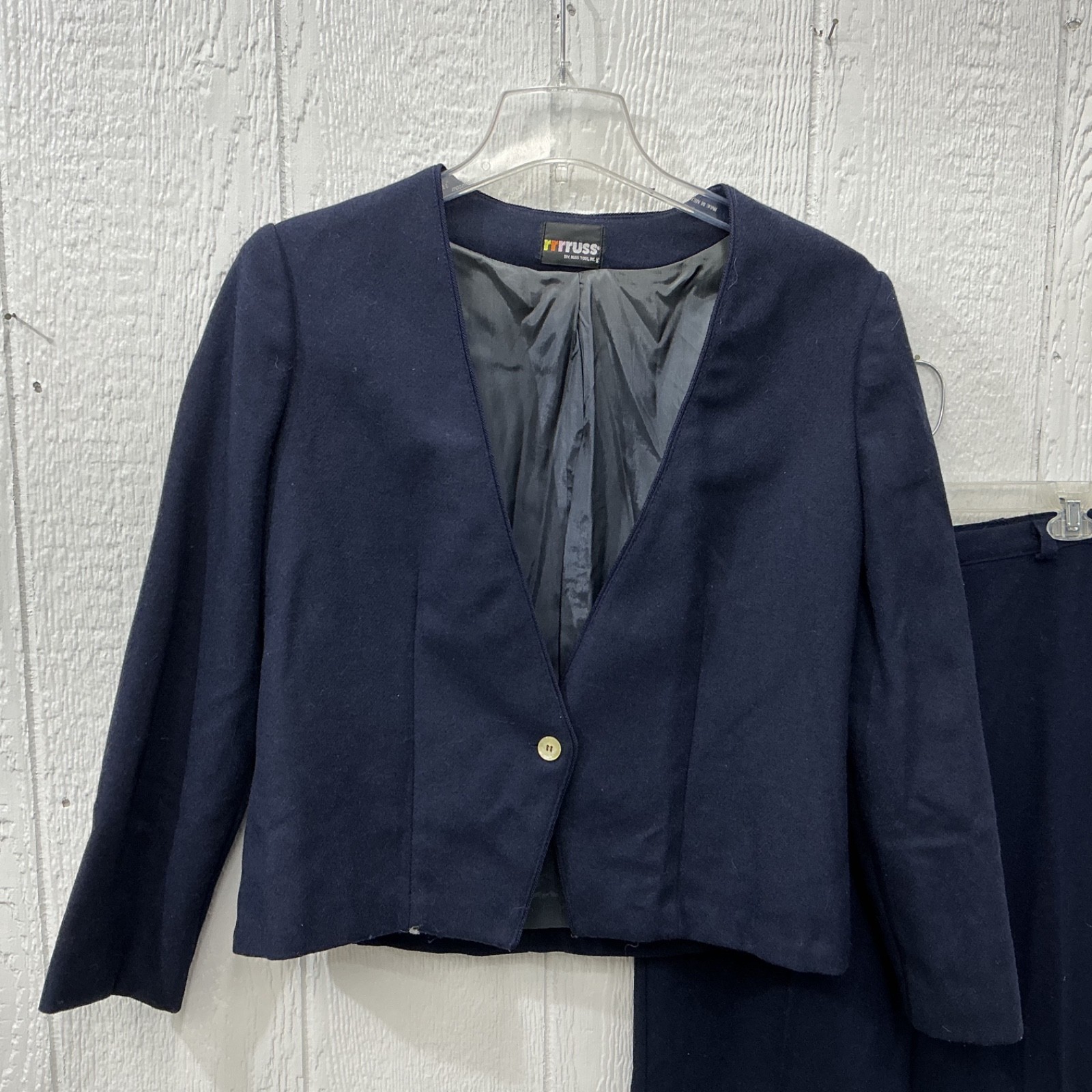 CLOTHE HER RUSS TOGS 2Pc Suit Pants Slacks 30×32 Blazer Womens Navy Sz M